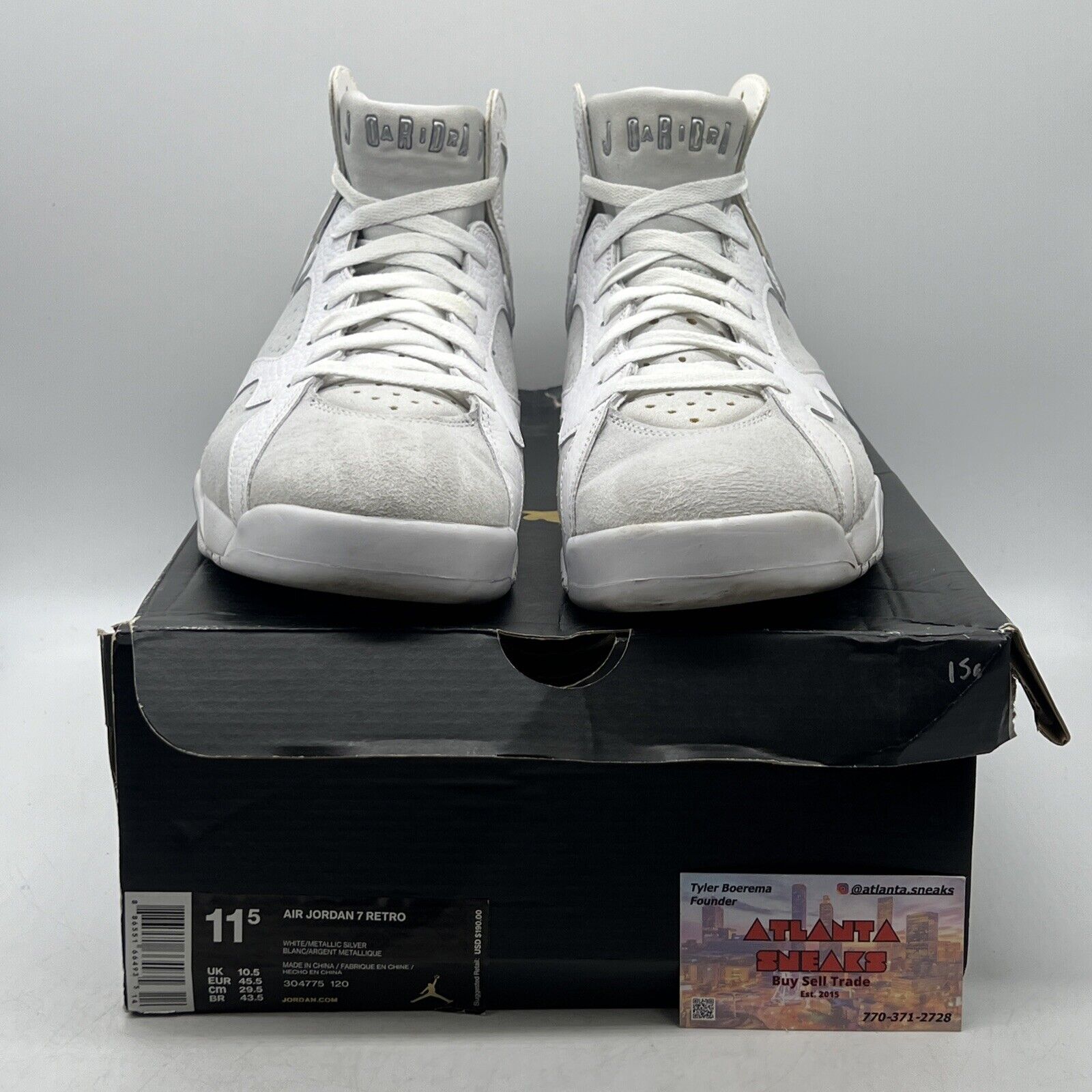 Size 11.5 - Air Jordan 7 Retro Pure Money White Silver Leather (304775-120)