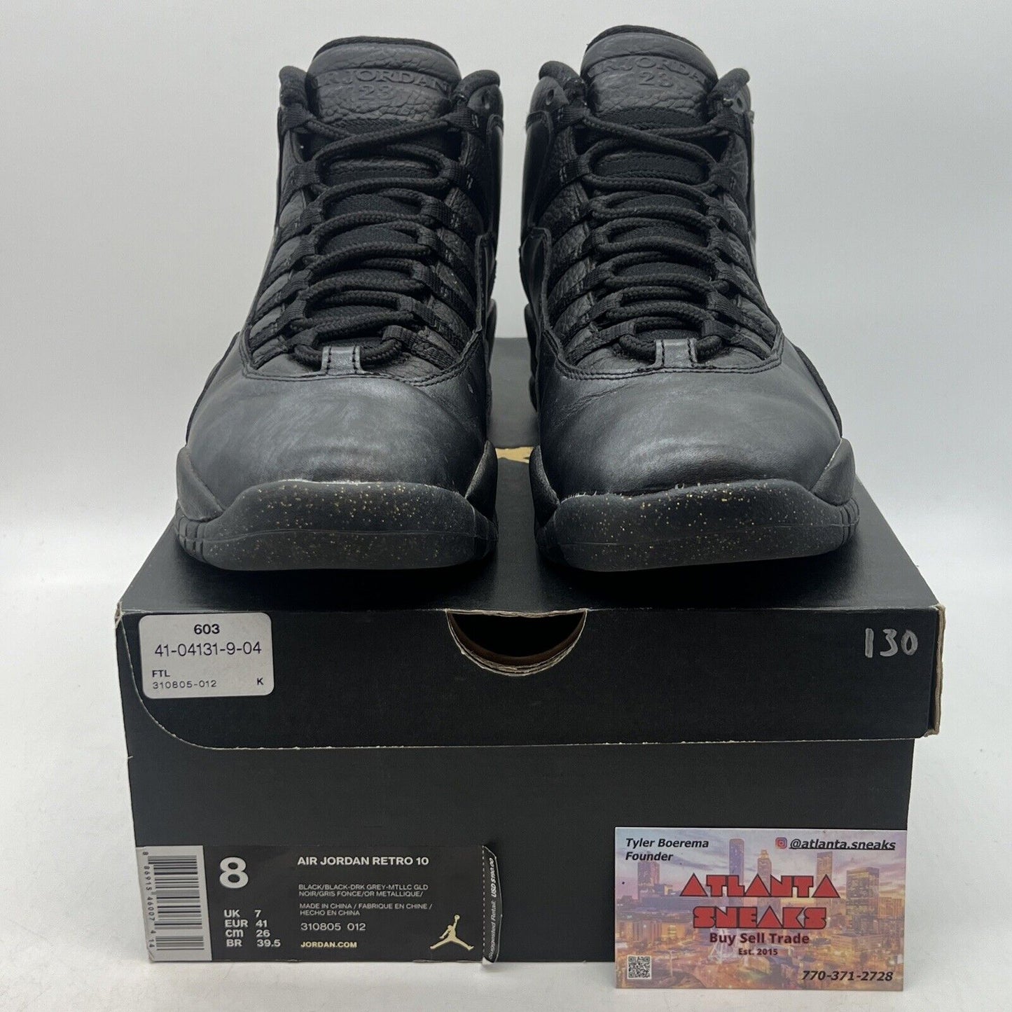 Size 8 - Air Jordan 10 Retro NYC Black Leather Gold (310805-012)