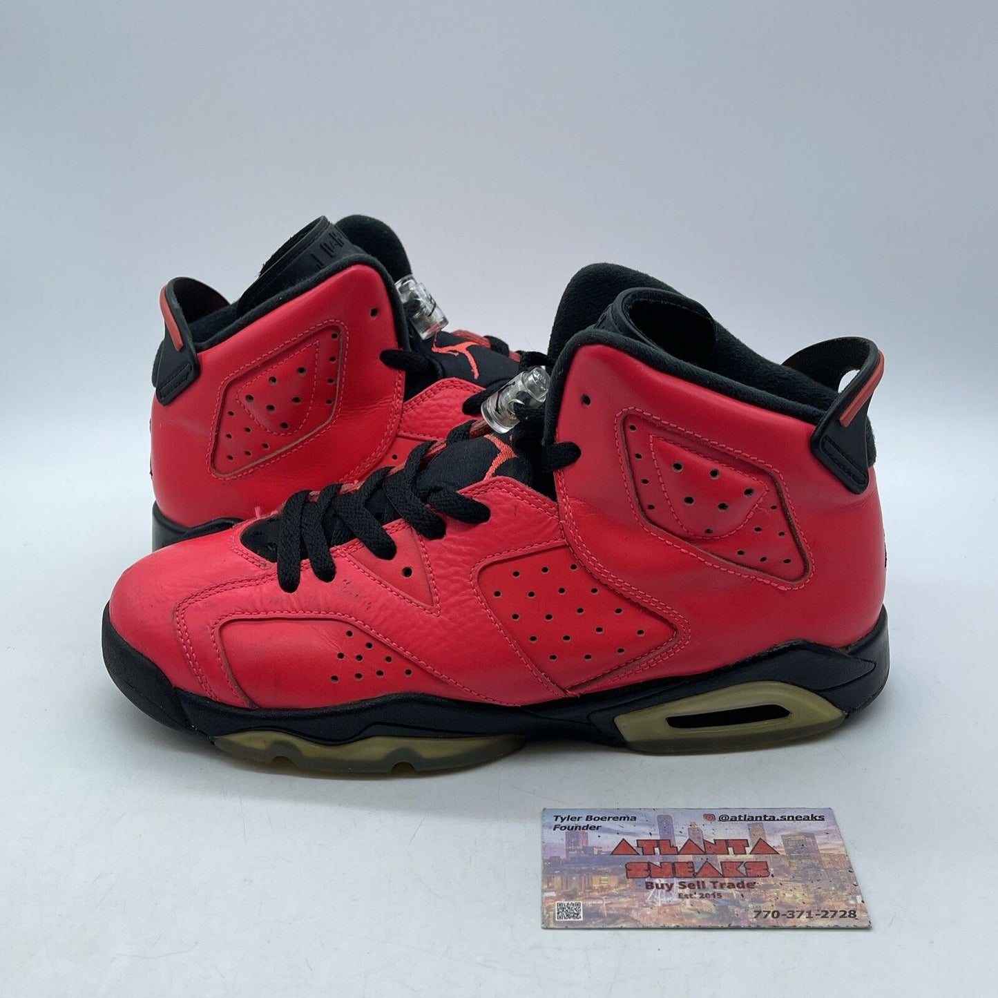 Size 7Y - Air Jordan 6 Retro BG Infrared 23 Pink Black Leather (384665-623)