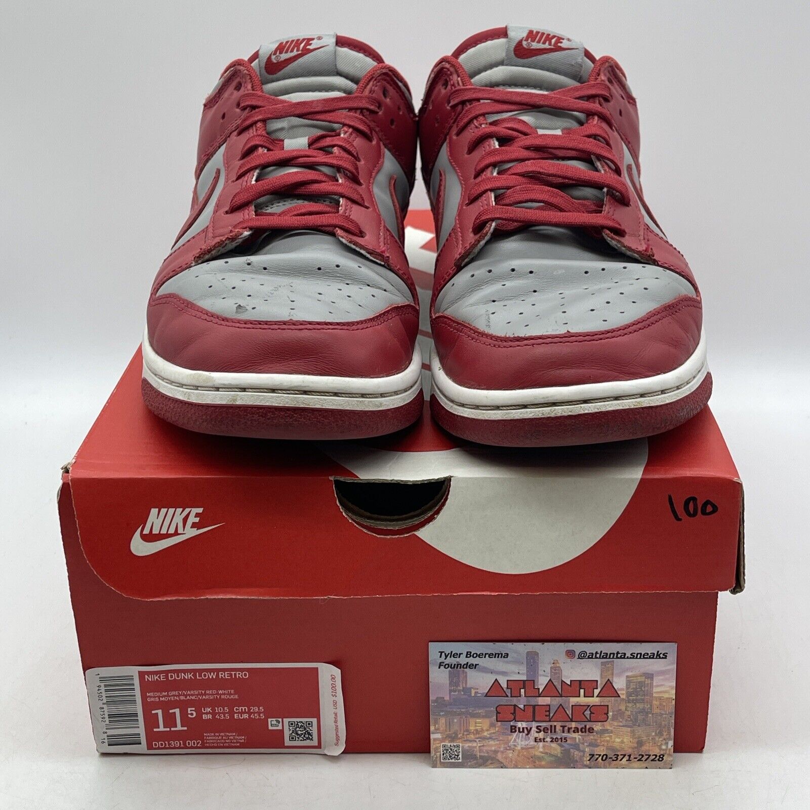 Size 11.5 - Nike Dunk Low SP UNLV 2021 Red White Grey Leather (DD1391-002)