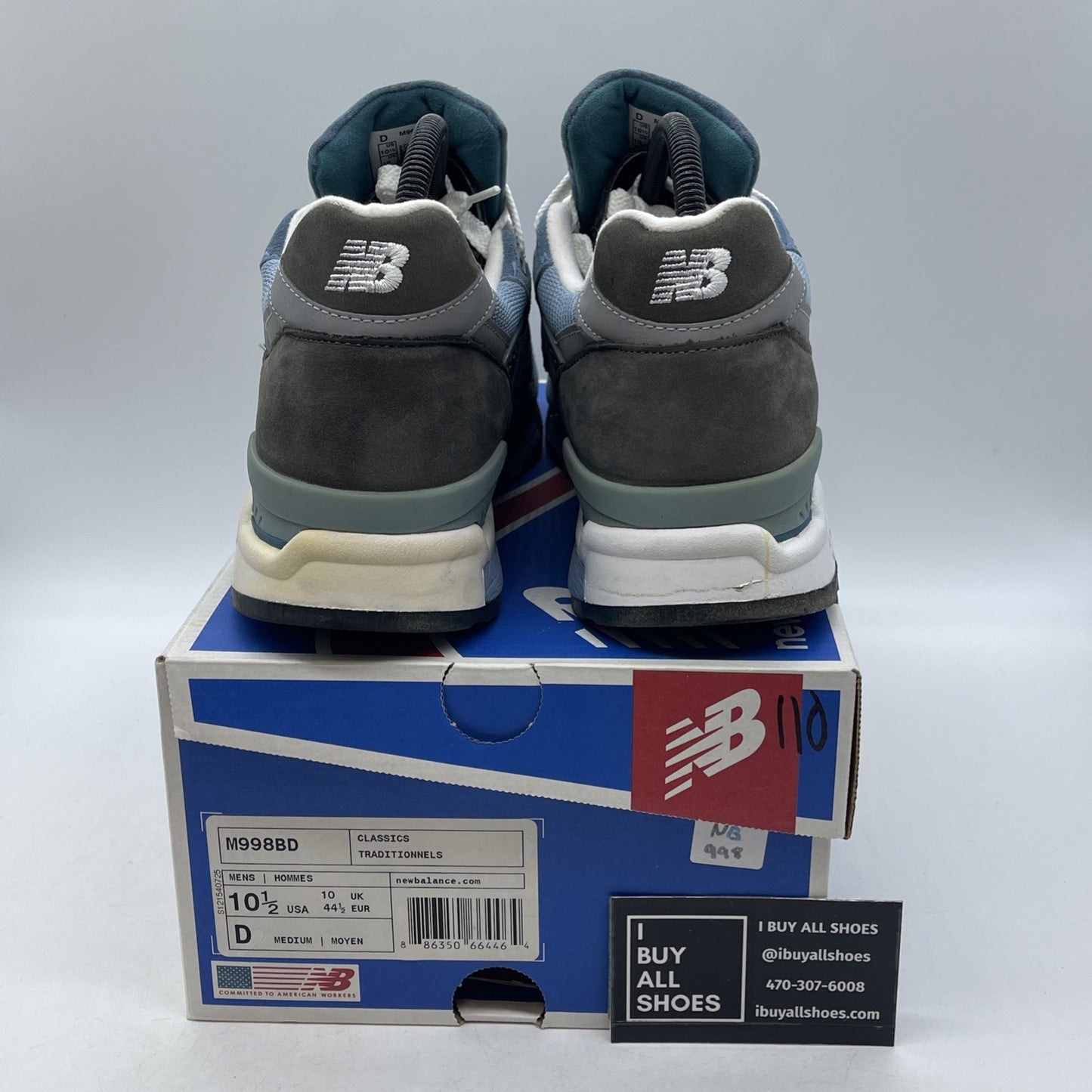 Size 10.5 - New Balance 998 Made in USA Blue Denim (M998BD)