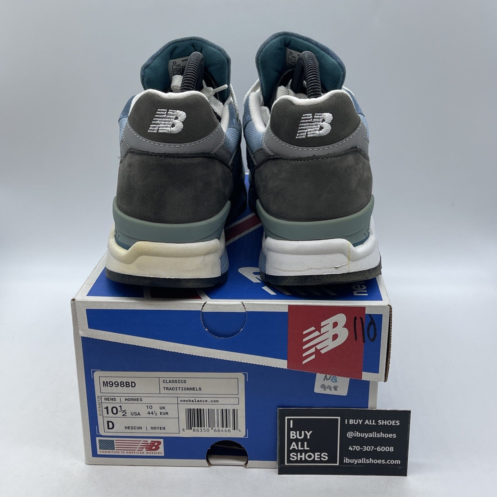 Size 10.5 - New Balance 998 Made in USA Blue Denim (M998BD)
