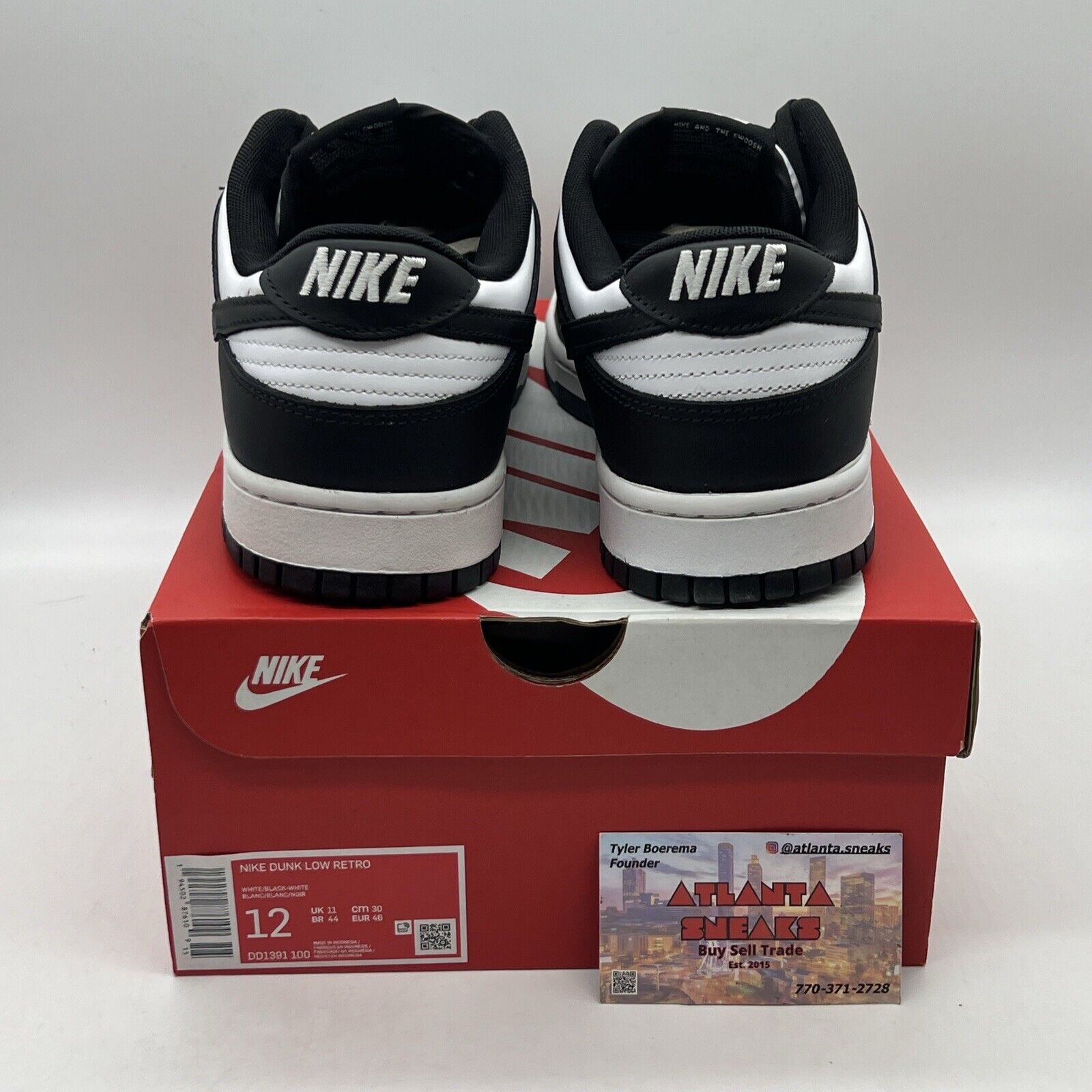 Size 12 - Nike Dunk Low Black White Brand New Og All