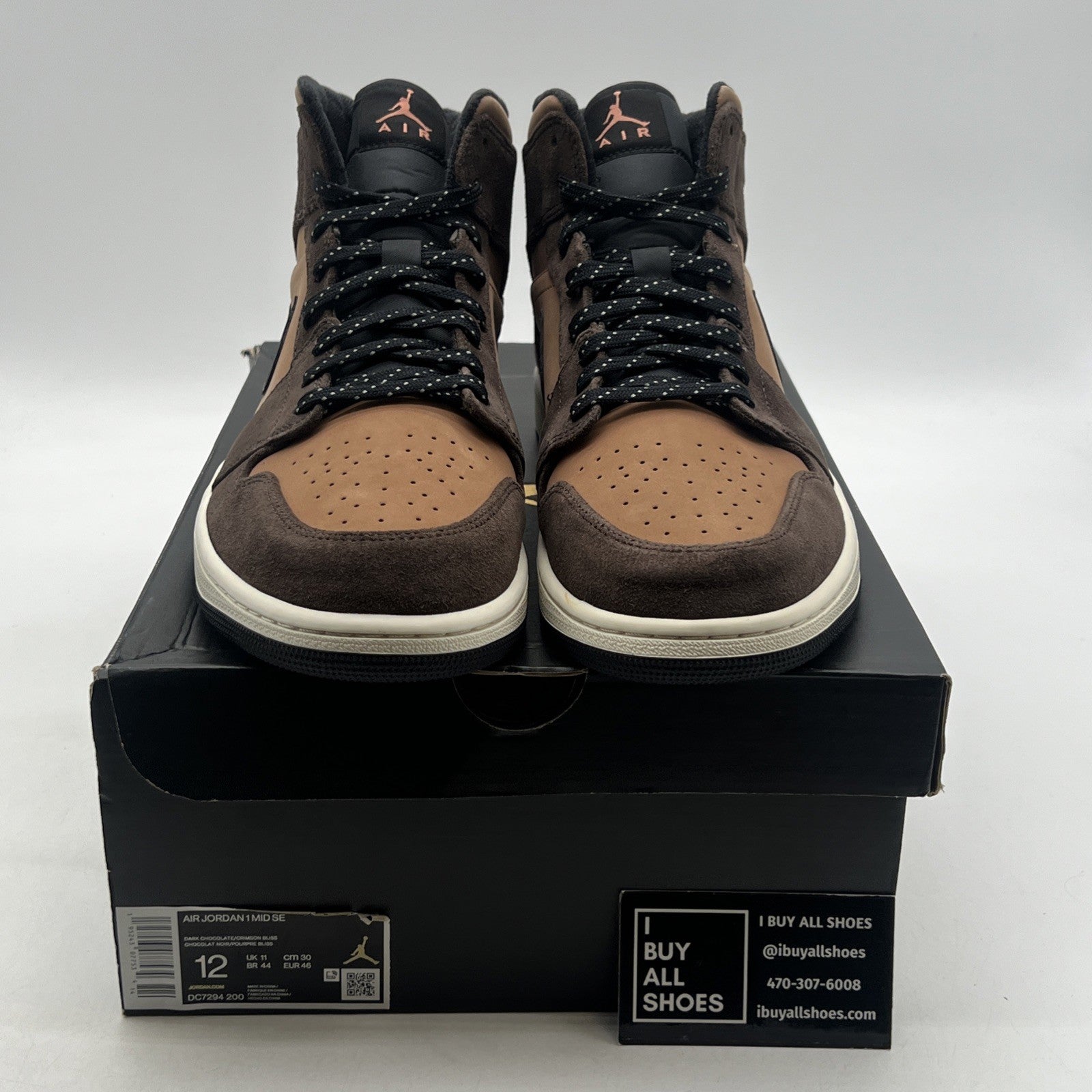 Size 12 - Air Jordan 1 Mid Dark Chocolate Crimson Bliss (DC7294-200)