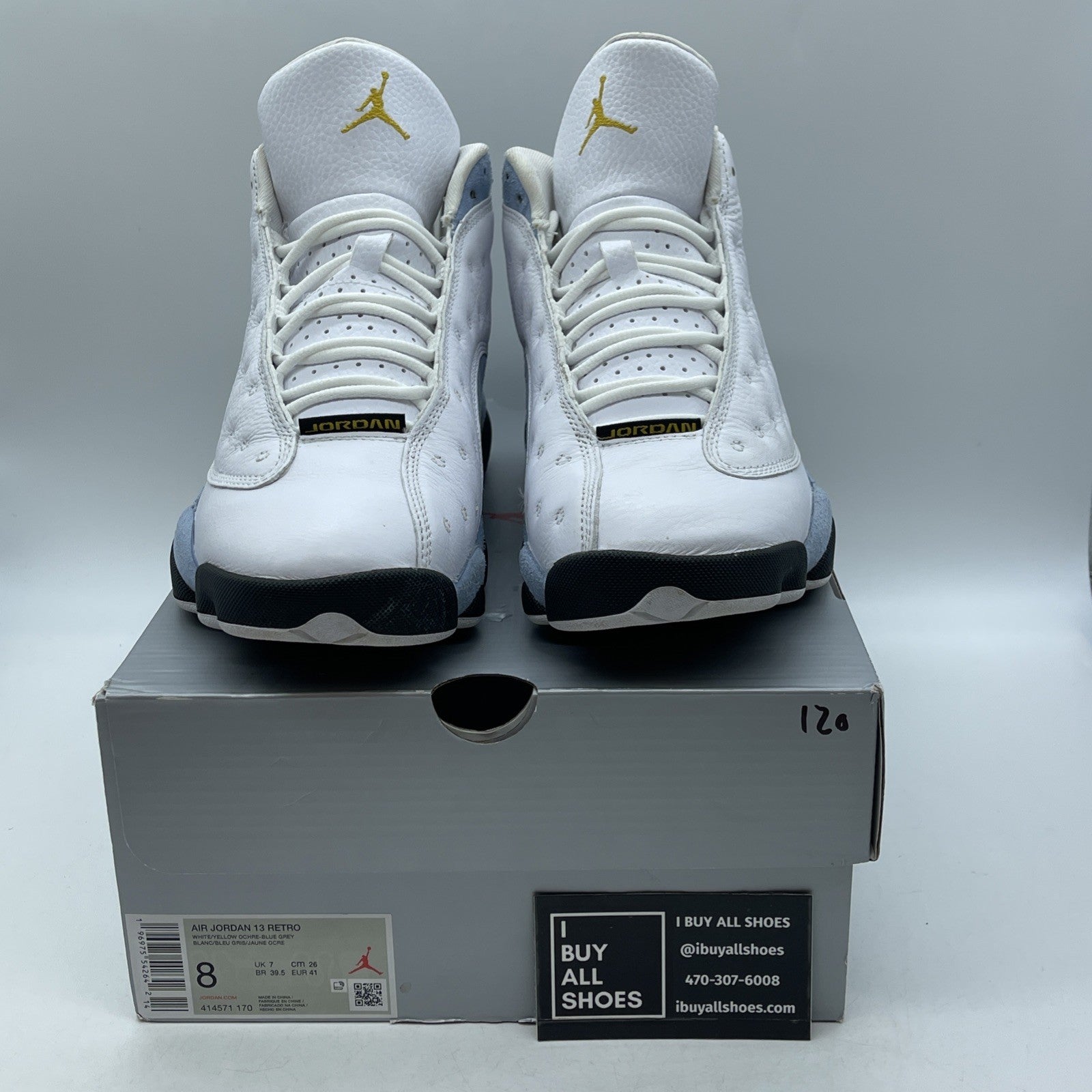 Size 8 - Air Jordan 13 Retro Blue Grey White Suede Leather (414571-170)