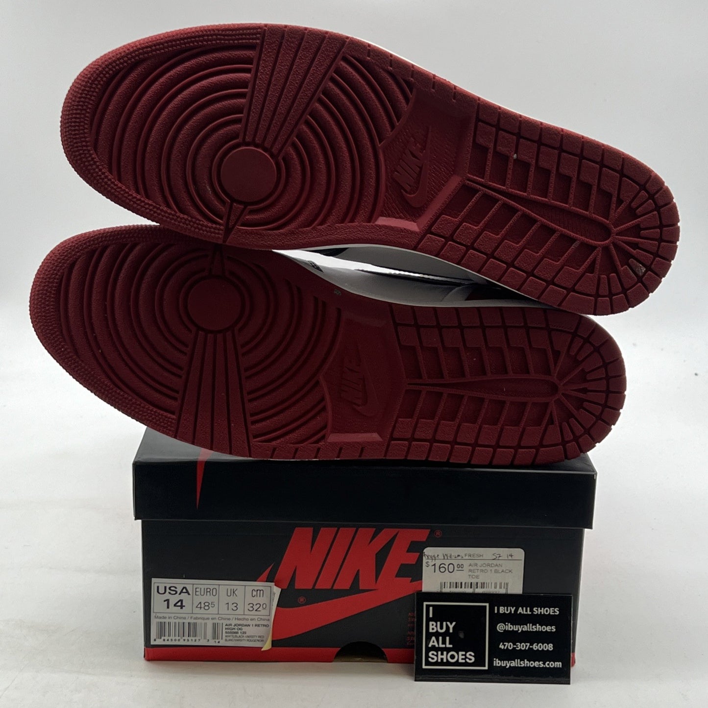 Size 14 - Air Jordan 1 Retro High OG Black Toe 2016 (555088-125)