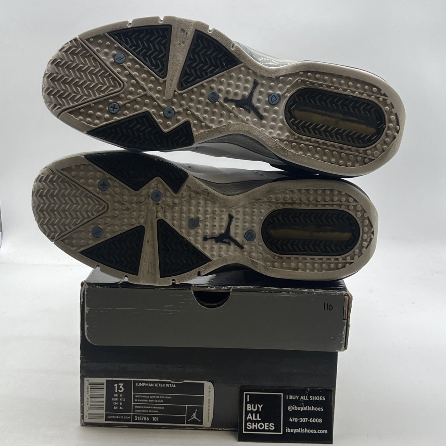 Size 13 - Air Jordan Jumpman Jeter Vital White Midnight Navy (315786-101)