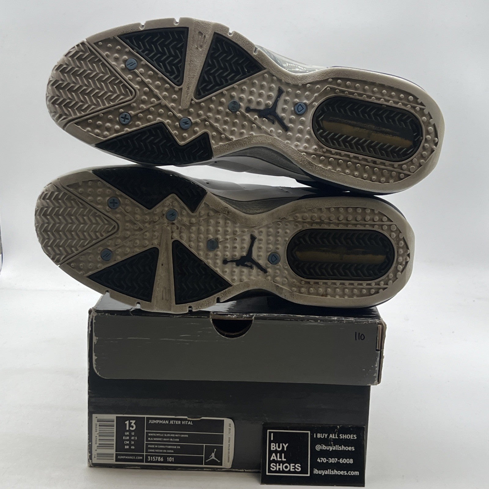 Size 13 - Air Jordan Jumpman Jeter Vital White Midnight Navy (315786-101)