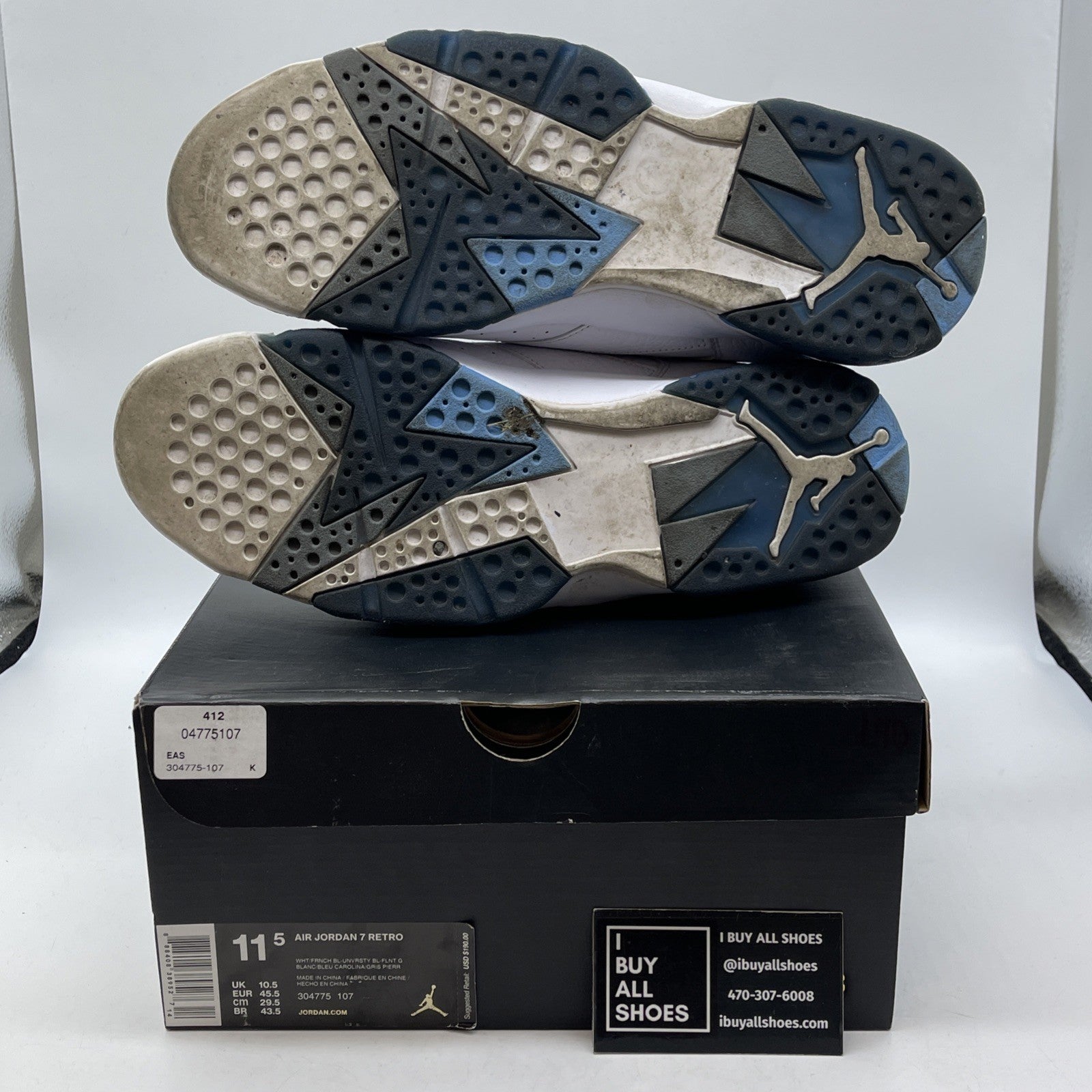 Size 11.5 - Air Jordan 7 Retro 2015 French Blue White Leather (304775-107)