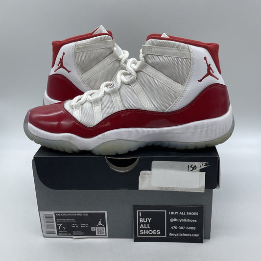 Size 7Y (GS) - Jordan 11 Retro Mid Cherry Red White Leather