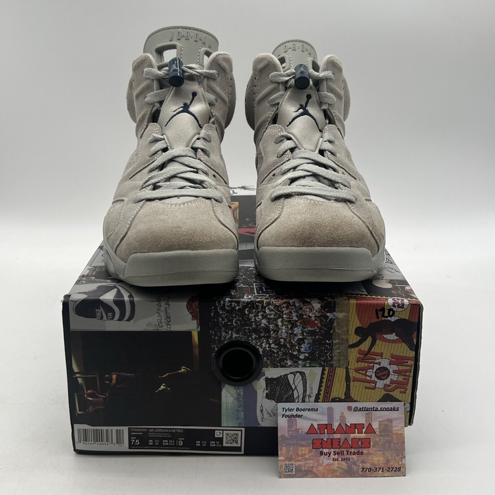 Size 7.5 - Jordan 6 Retro Mid Georgetown Grey Suede Navy (CT8529-012)