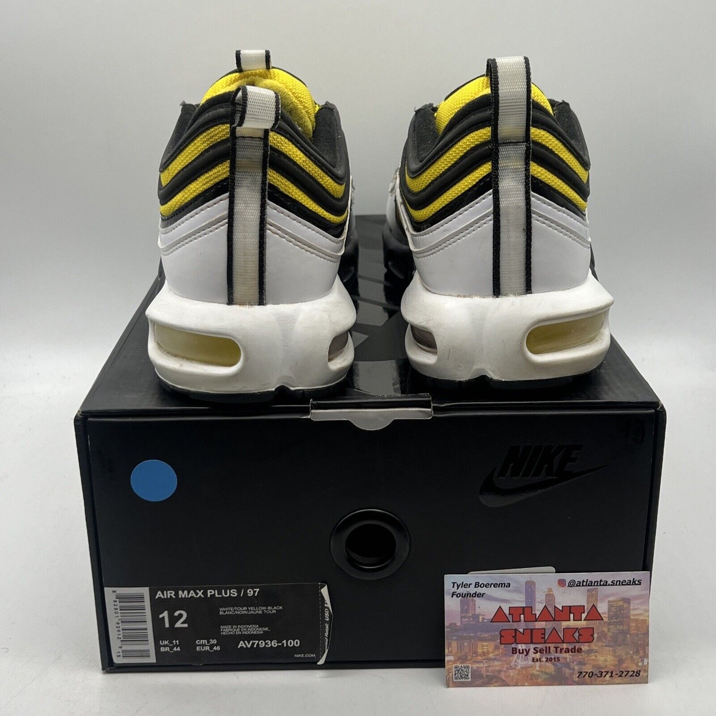 Size 12 - Nike Air Max Plus 97 Frequency Pack Yellow White Black (AV7936-100)