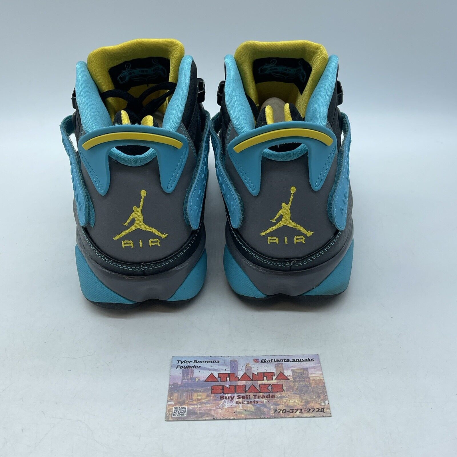 Size 8.5 - Jordan 6 Rings Hornets Black Grey Yellow Suede Leather (322992-089)