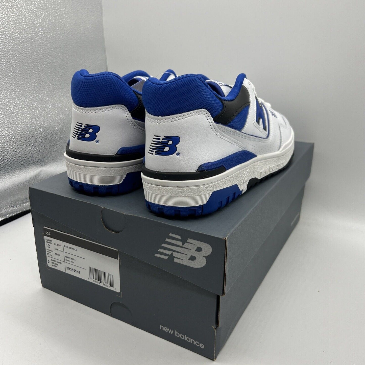 Size 12 - New Balance 550 White Team Royal White Brand New Og All DS Black