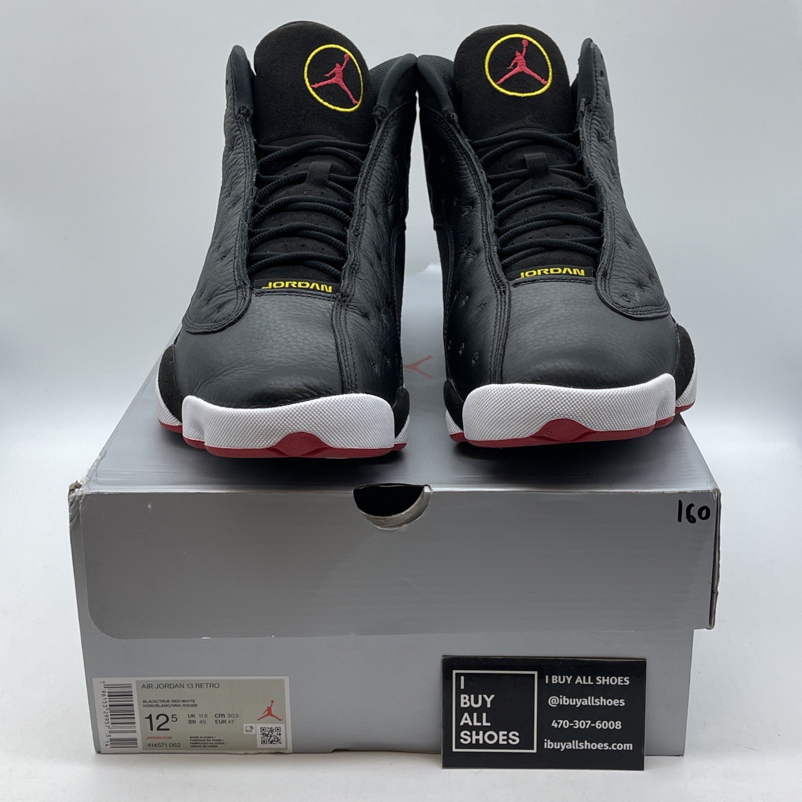 Size 12.5 - Jordan 13 Retro Mid Playoff Black Suede Leather (414571-062)