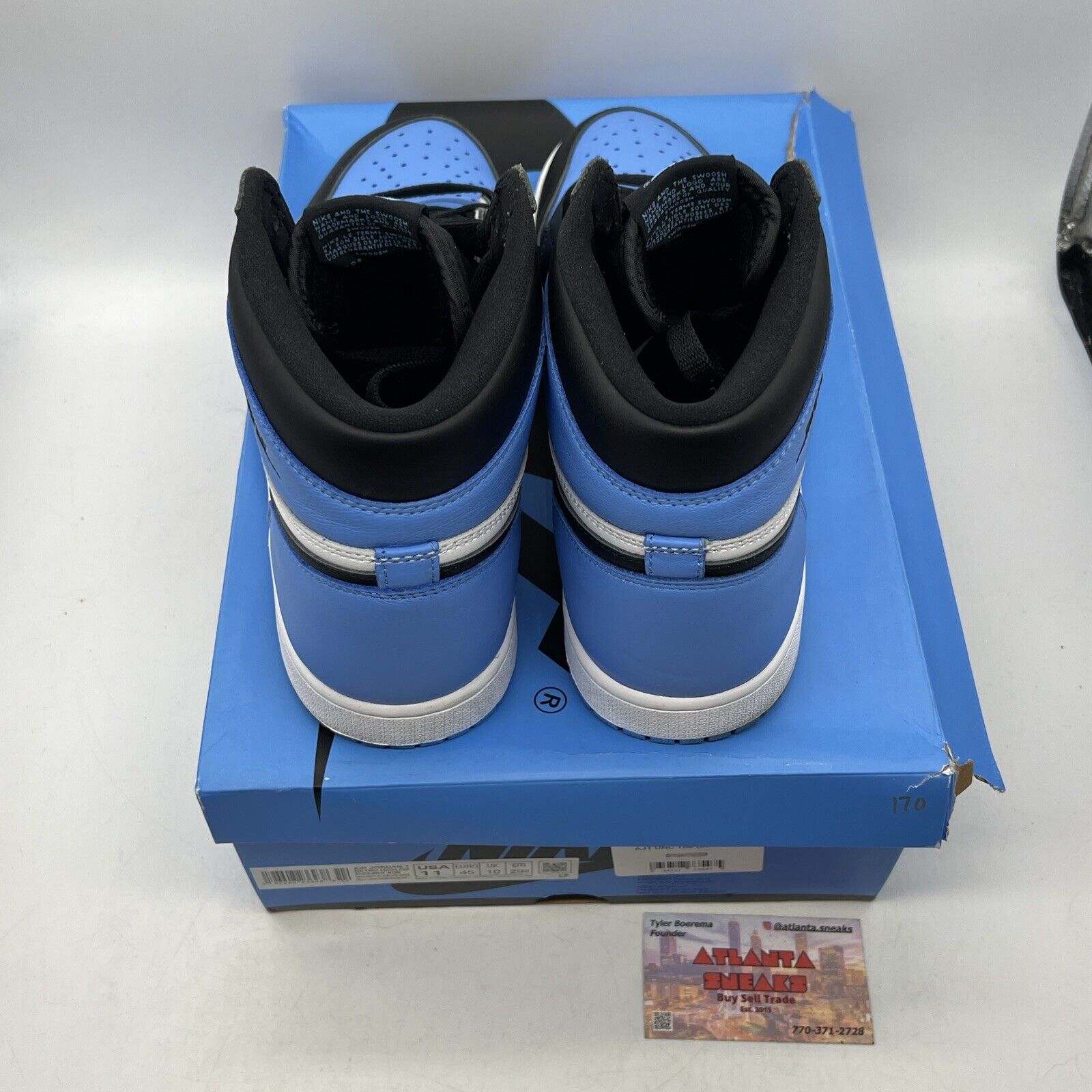 Size 11 - Jordan 1 Retro OG High UNC Toe Black White Leather (DZ5485-400)