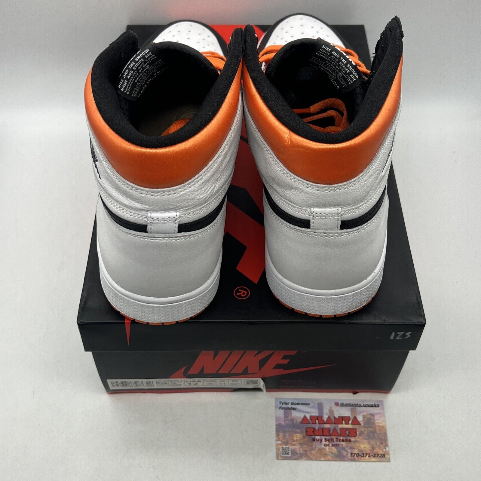 Size 12 - Jordan 1 Retro High Electro Orange Black White Leather (555088-180)