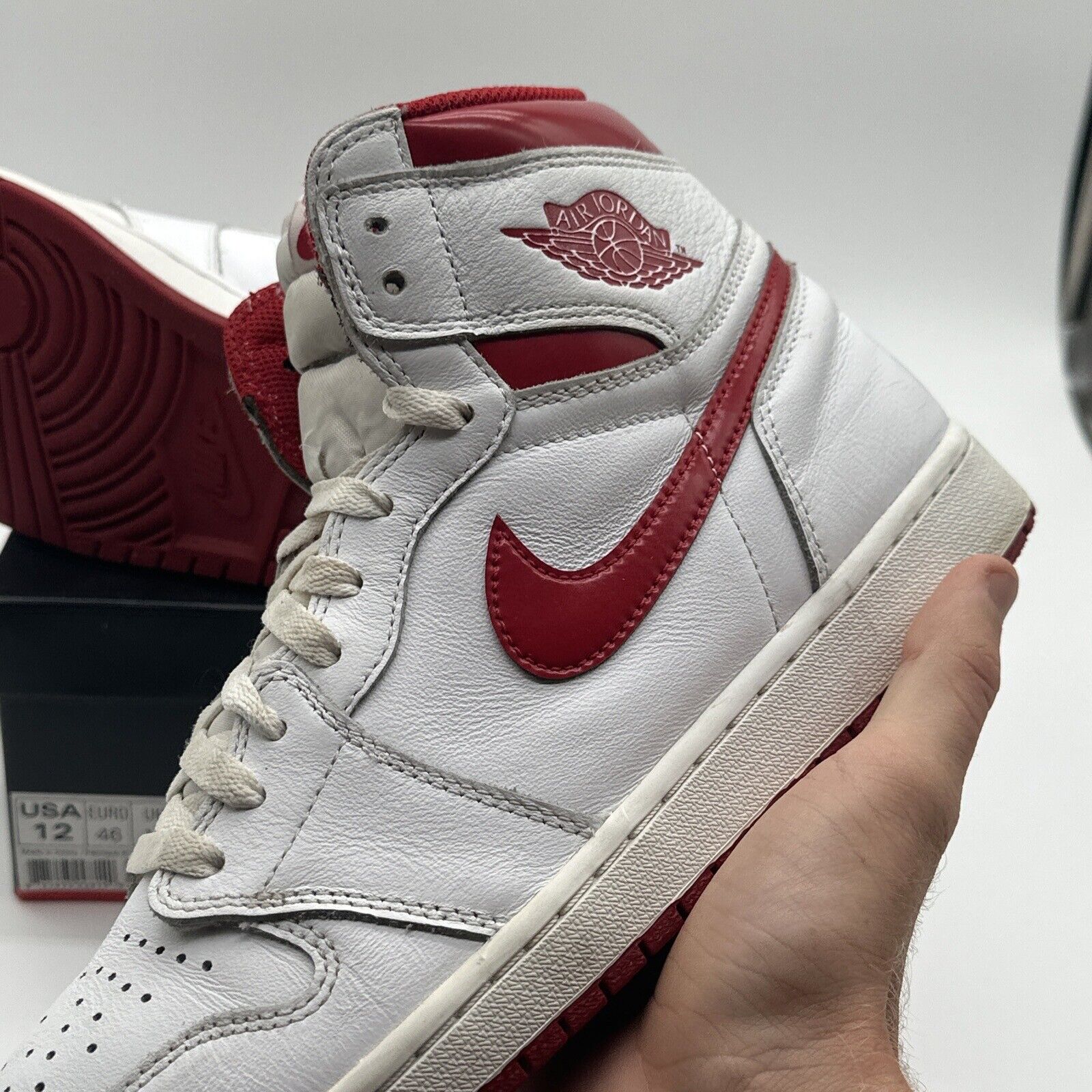 Size 12 - Jordan 1 Retro High OG Metallic Red 2017 Red Sole White Leather Premiu