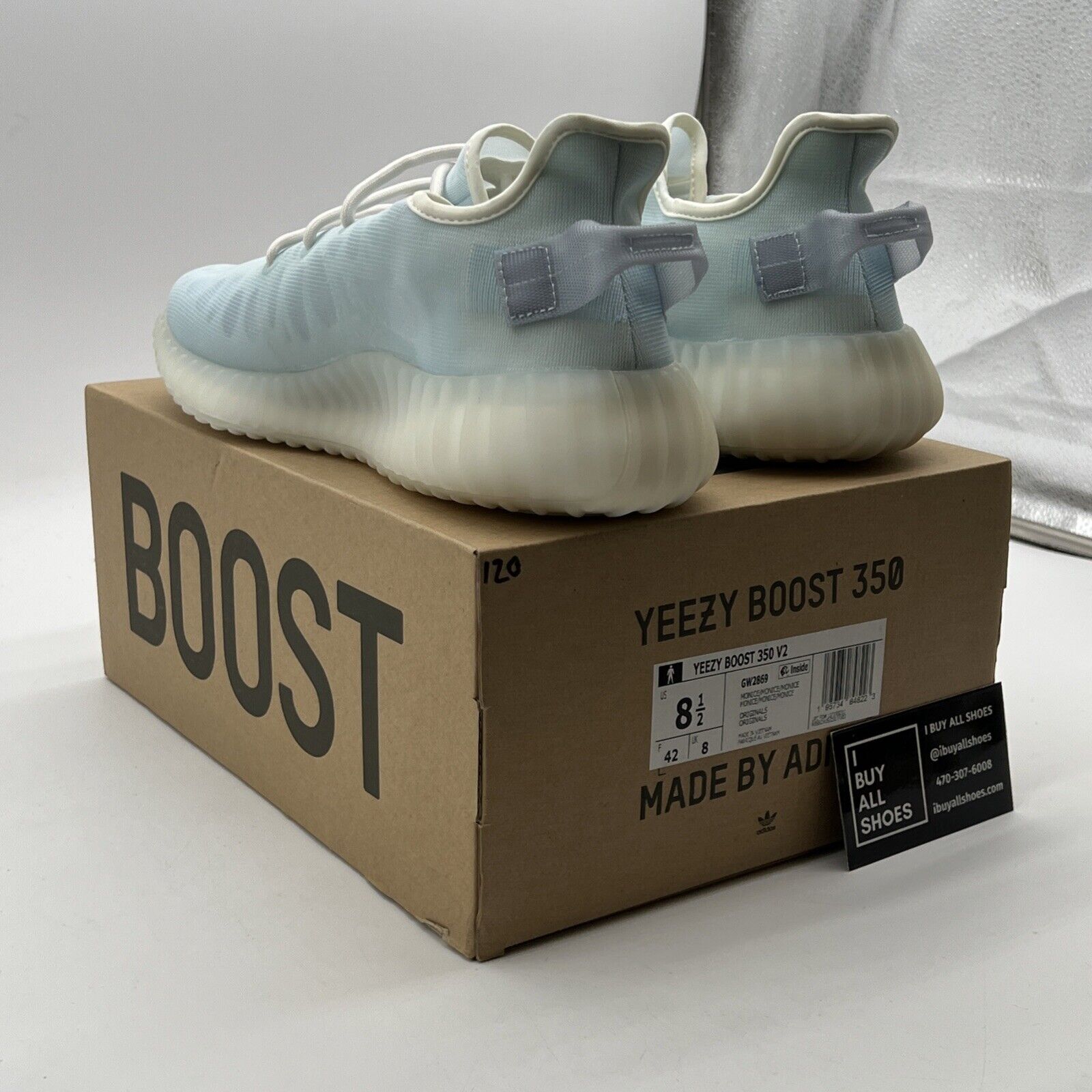 Size 8.5 - Adidas Yeezy Boost 350 V2 Mono Ice (2 Rights) (GW2869)