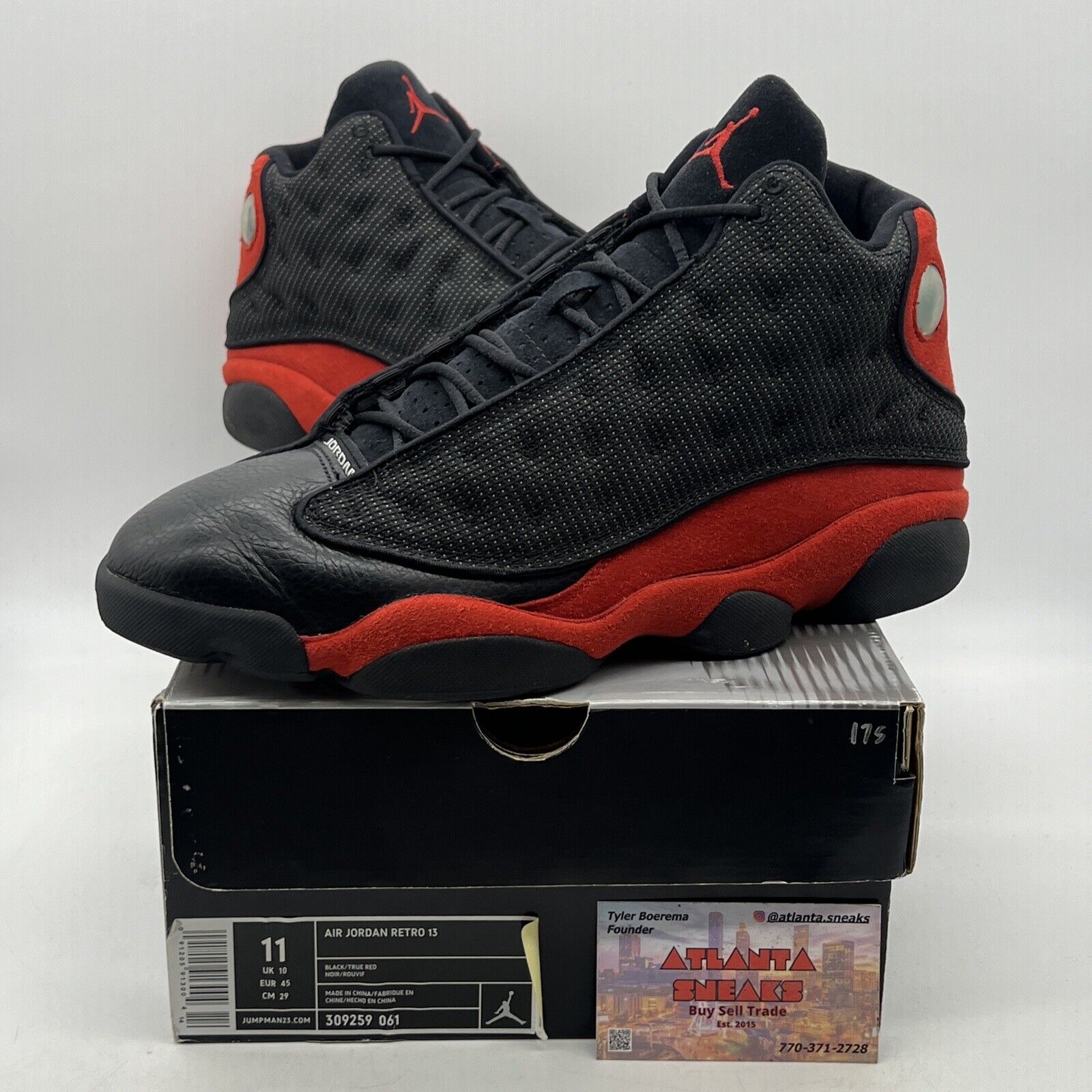 Size 11 - Air Jordan 13 Retro 2004 Bred Black Red Suede Leather (309259-061)