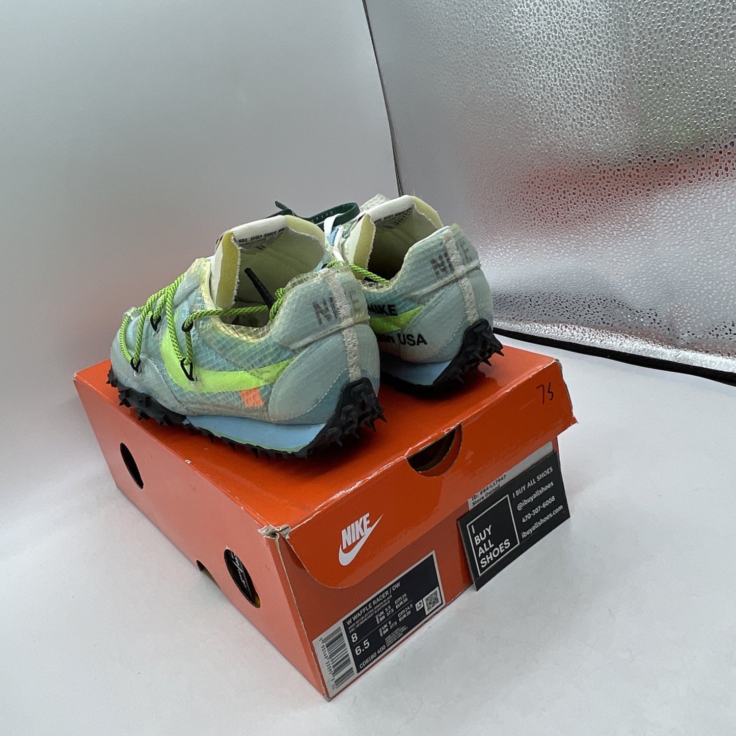 Size 8W - Nike Off-White x Waffle Racer Vivid Sky (CD8180-400)