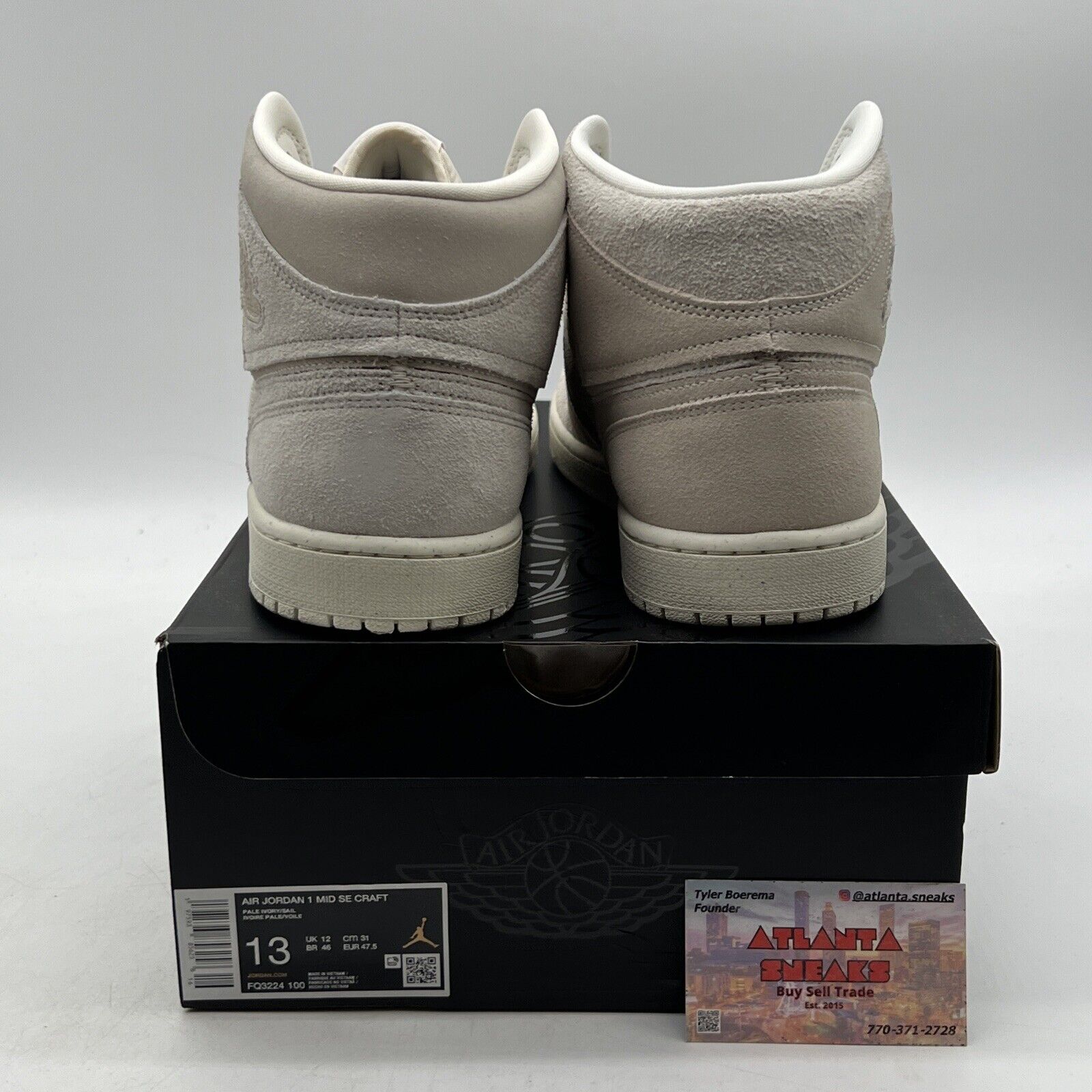 Size 13 - Air Jordan 1 SE Craft Mid Pale Ivory Suede (FQ3224-100).