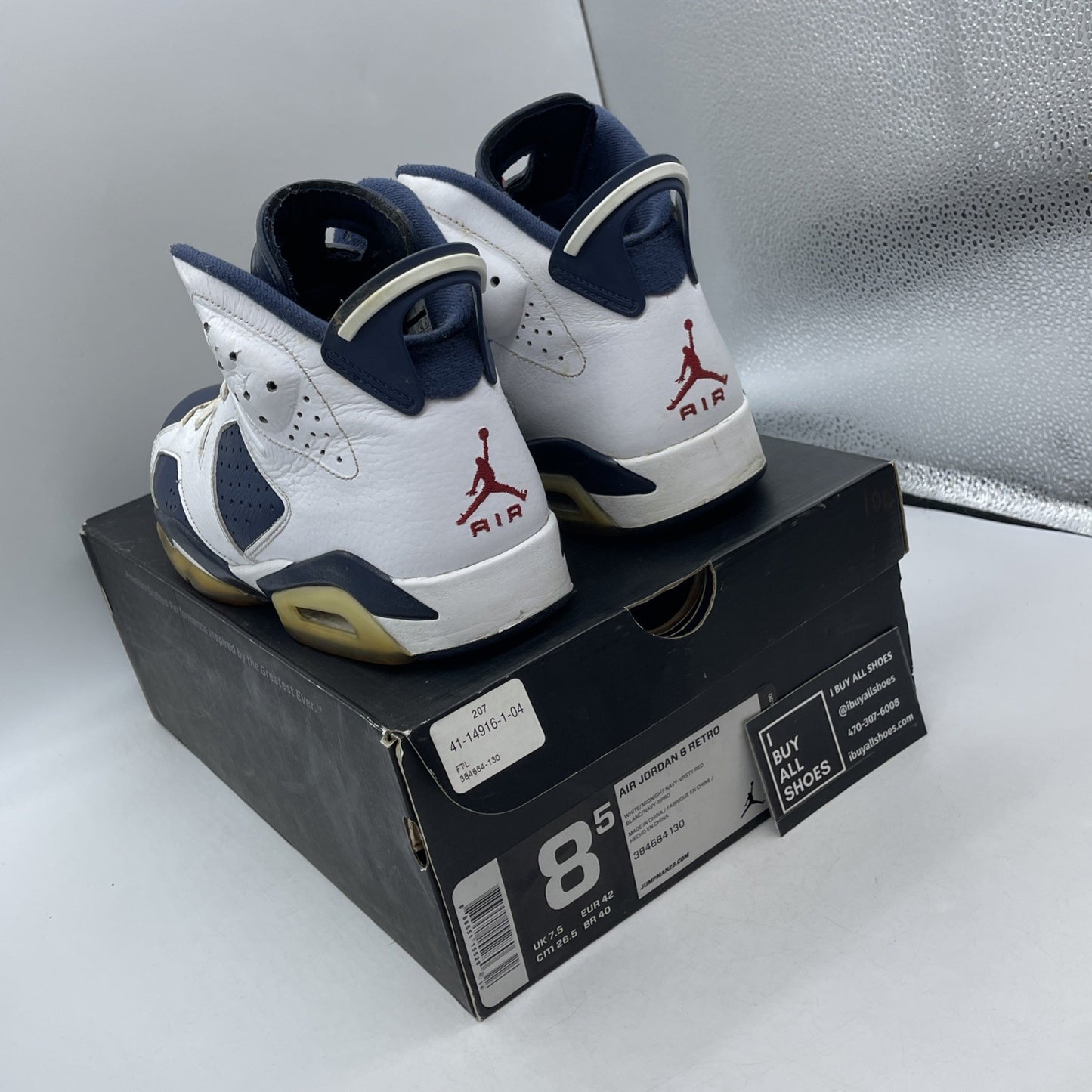 Size 8.5 - Air Jordan 6 Retro 2012 Olympic (384664-130)