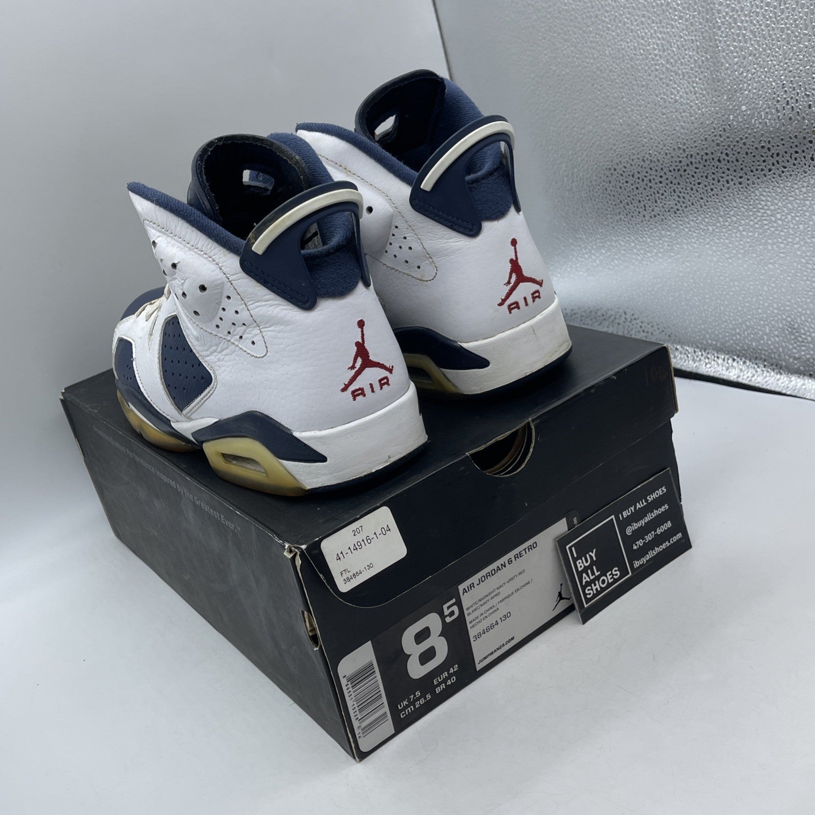 Size 8.5 - Air Jordan 6 Retro 2012 Olympic (384664-130)