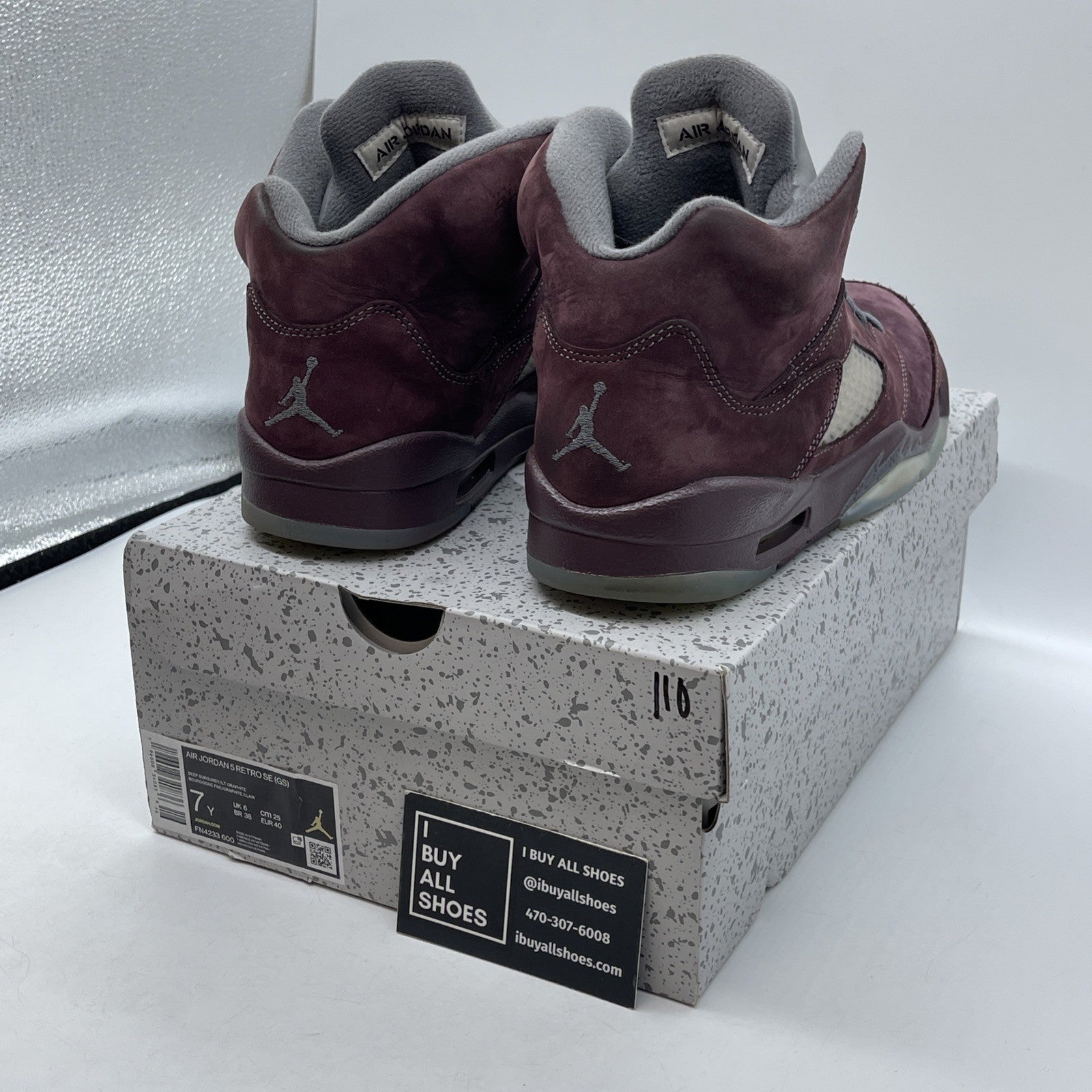 Size 7Y (GS) - Jordan 5 Retro SE 2023 Mid Burgundy Grey Suede (FN4233-600)