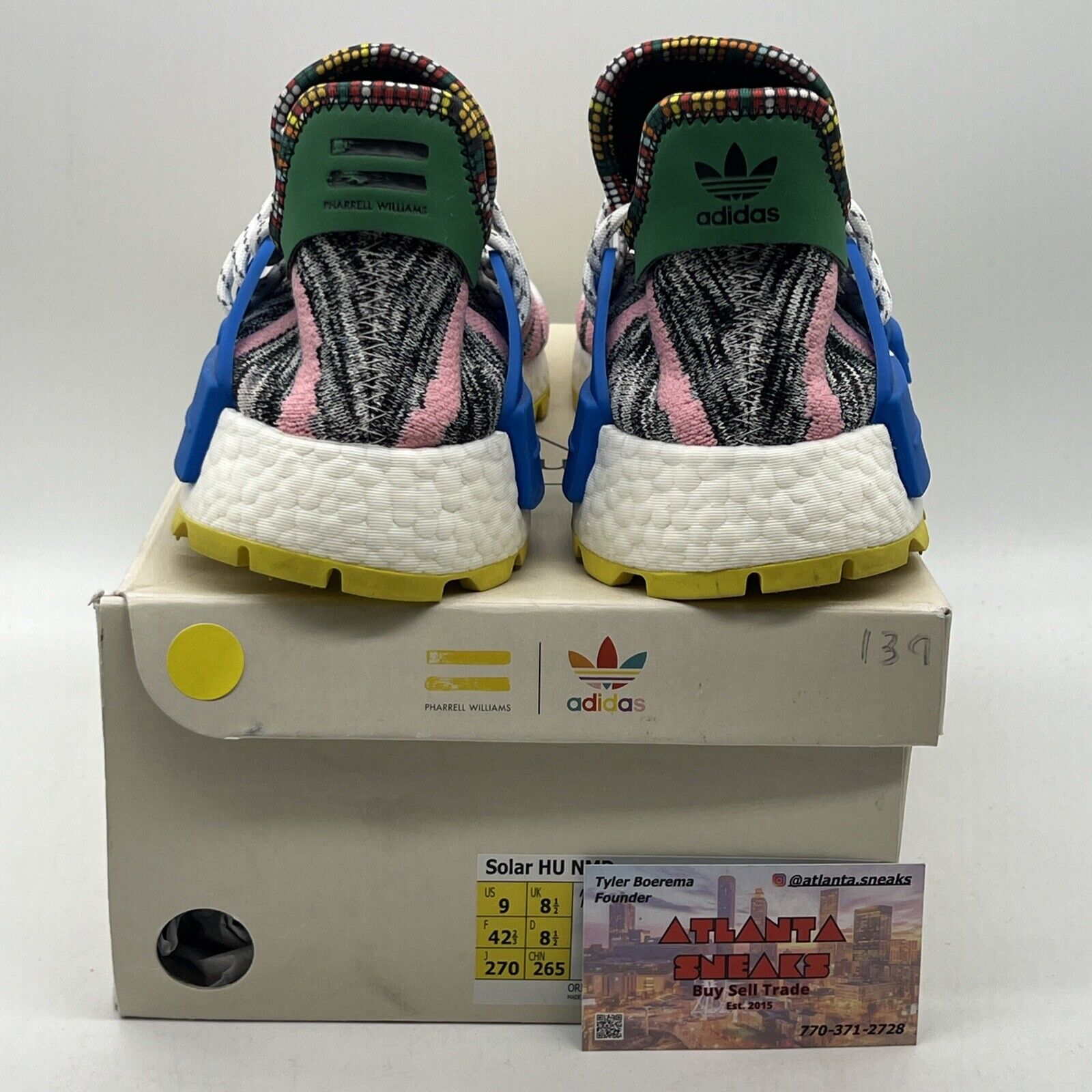 Size 9 - adidas Pharrell x NMD Human Race Trail Solar Pack Blue White Yellow