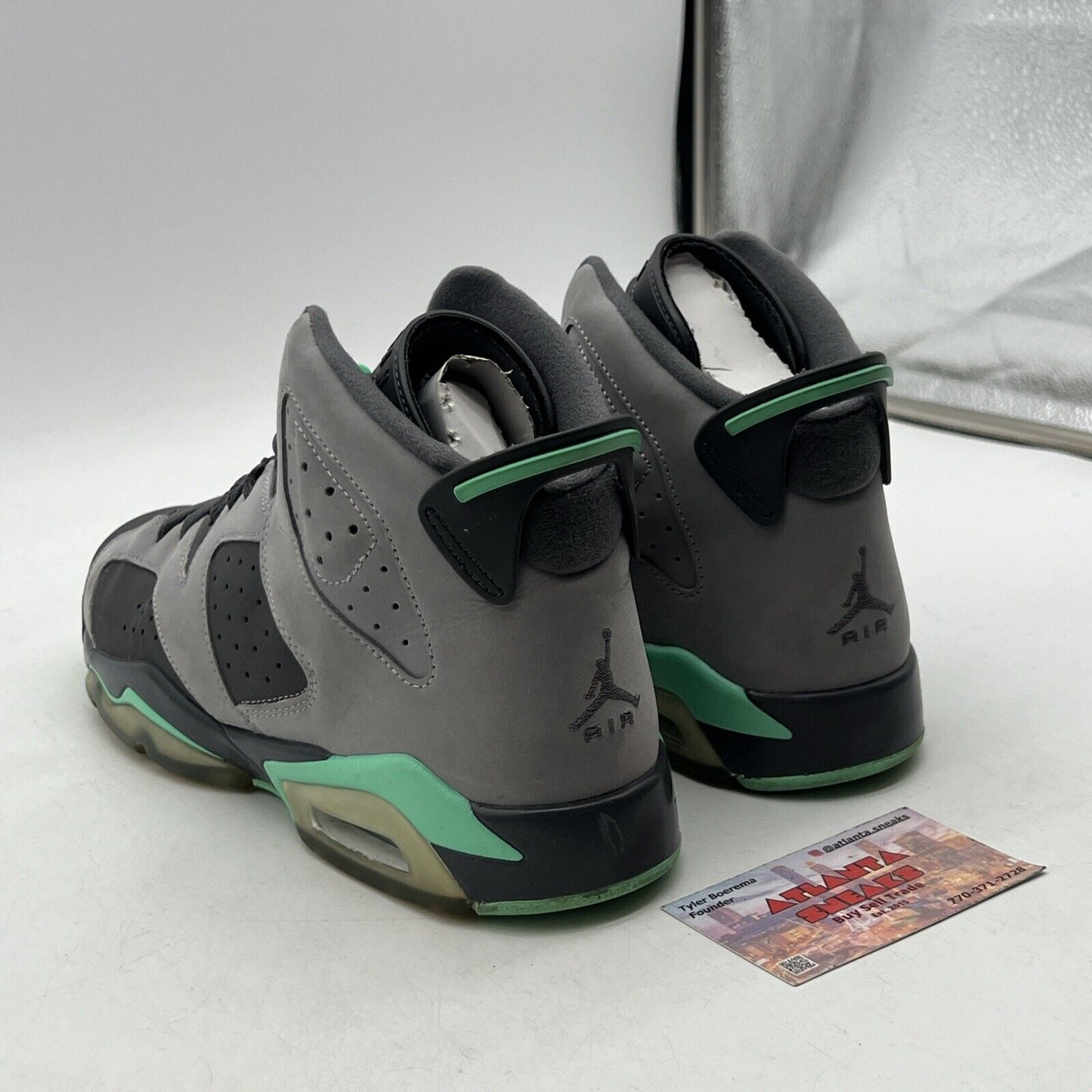 Size 8.5 (GS) - Jordan 6 Mid Green Glow Grey Suede (543390-005)