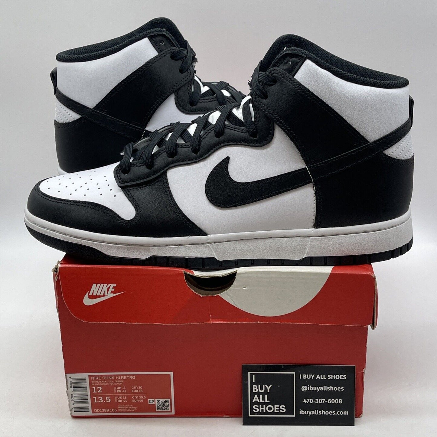Size 12 - Nike Dunk High Black White Leather (DD1399-105)
