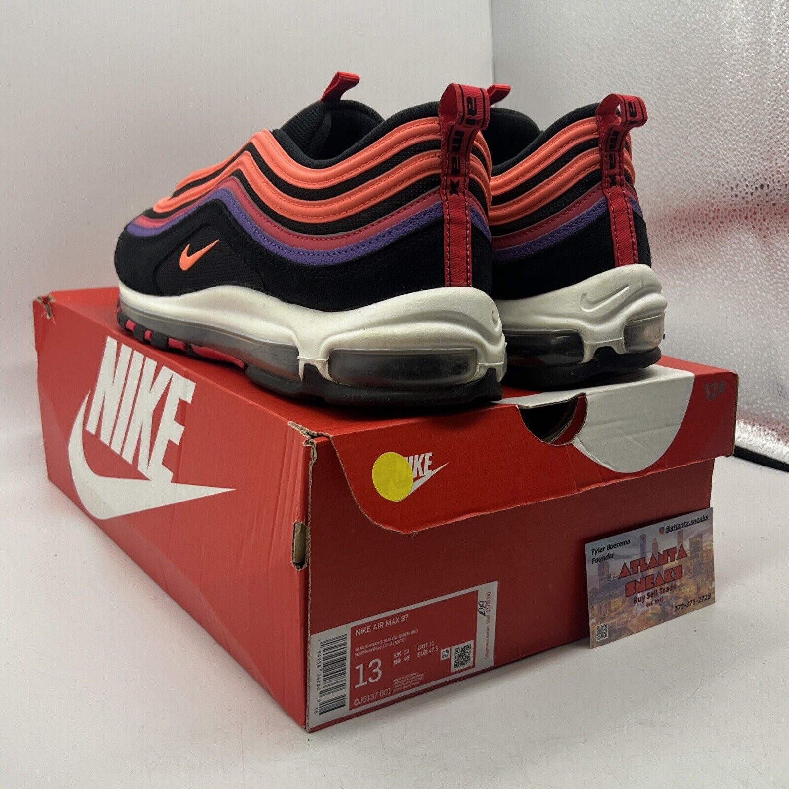 Size 13 - Nike Air Max 97 Sunset Purple Black White Suede (DJ5137-001)