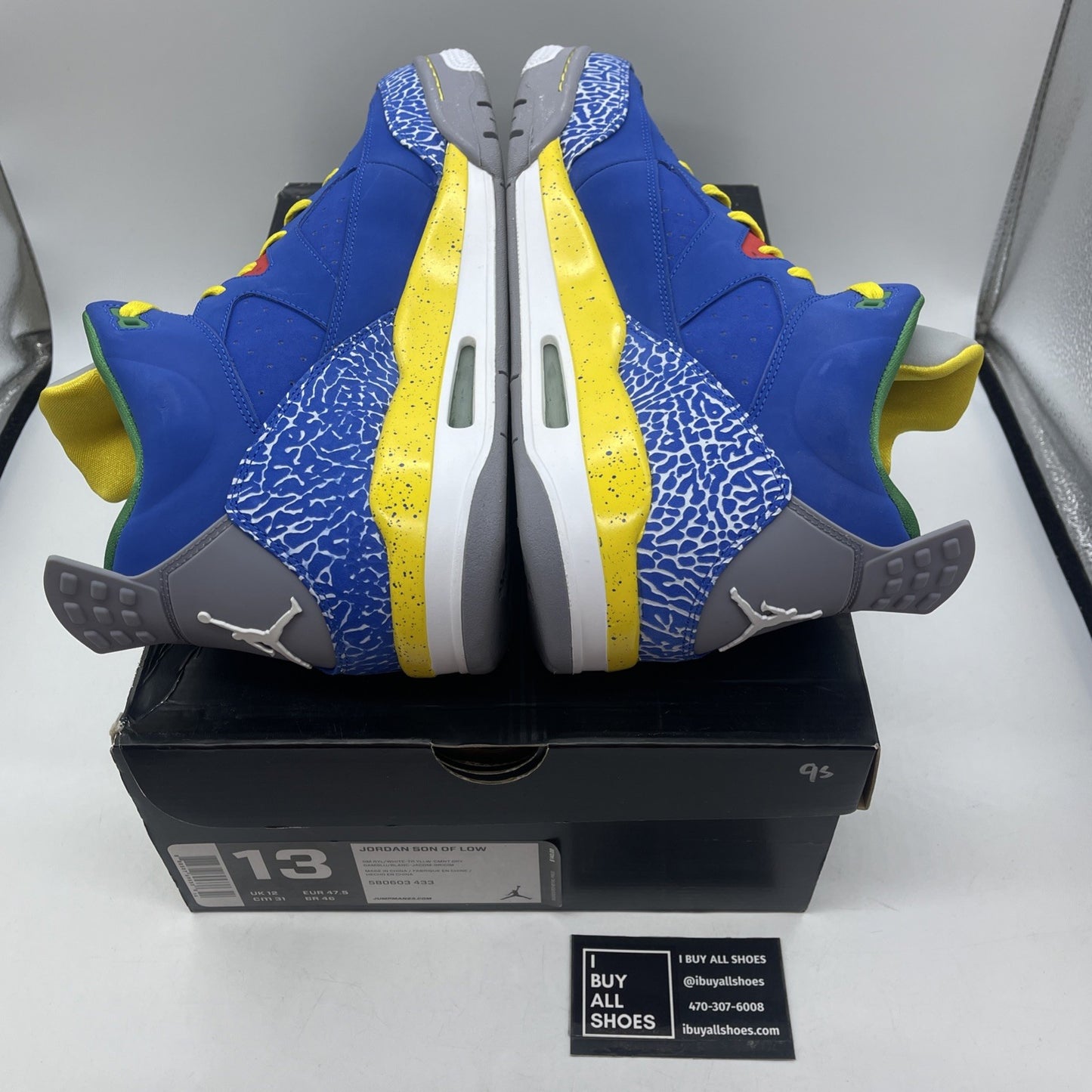 Size 13 - Air Jordan Son Of Mars Low Blue Grey Yellow Suede (580603-433)