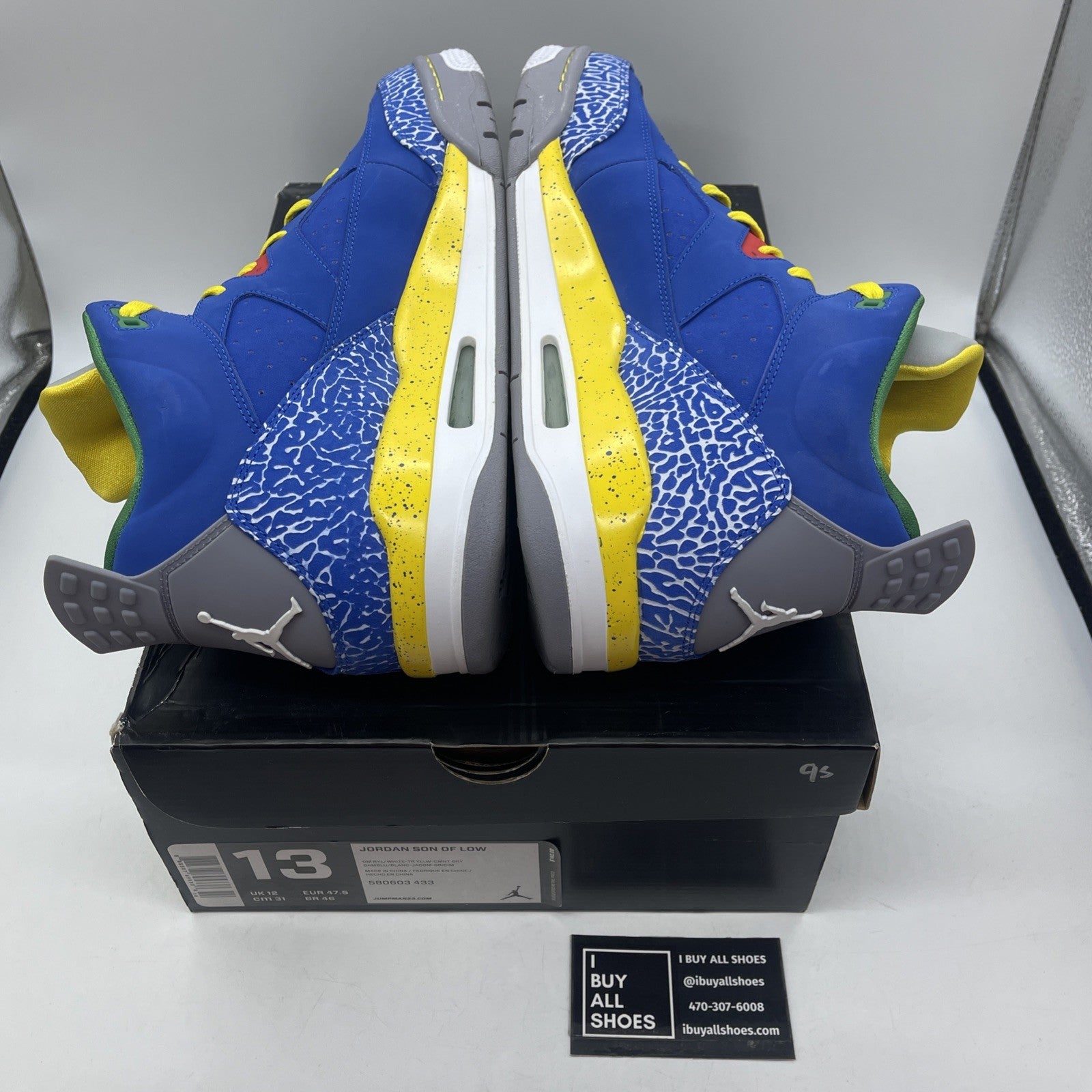 Size 13 - Air Jordan Son Of Mars Low Blue Grey Yellow Suede (580603-433)