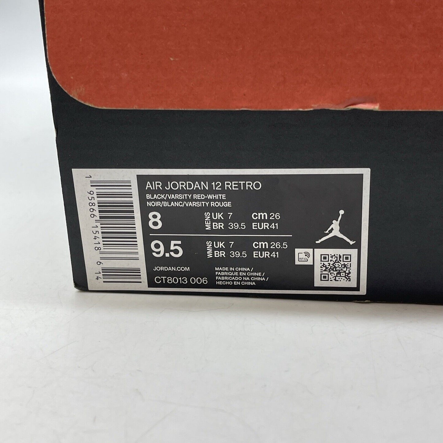 Size 8 - Jordan 12 Retro Mid Playoff Black Red White Silver Leather (CT8013-006)