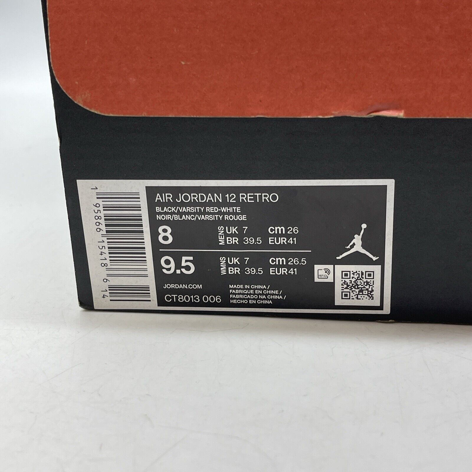 Size 8 - Jordan 12 Retro Mid Playoff Black Red White Silver Leather (CT8013-006)