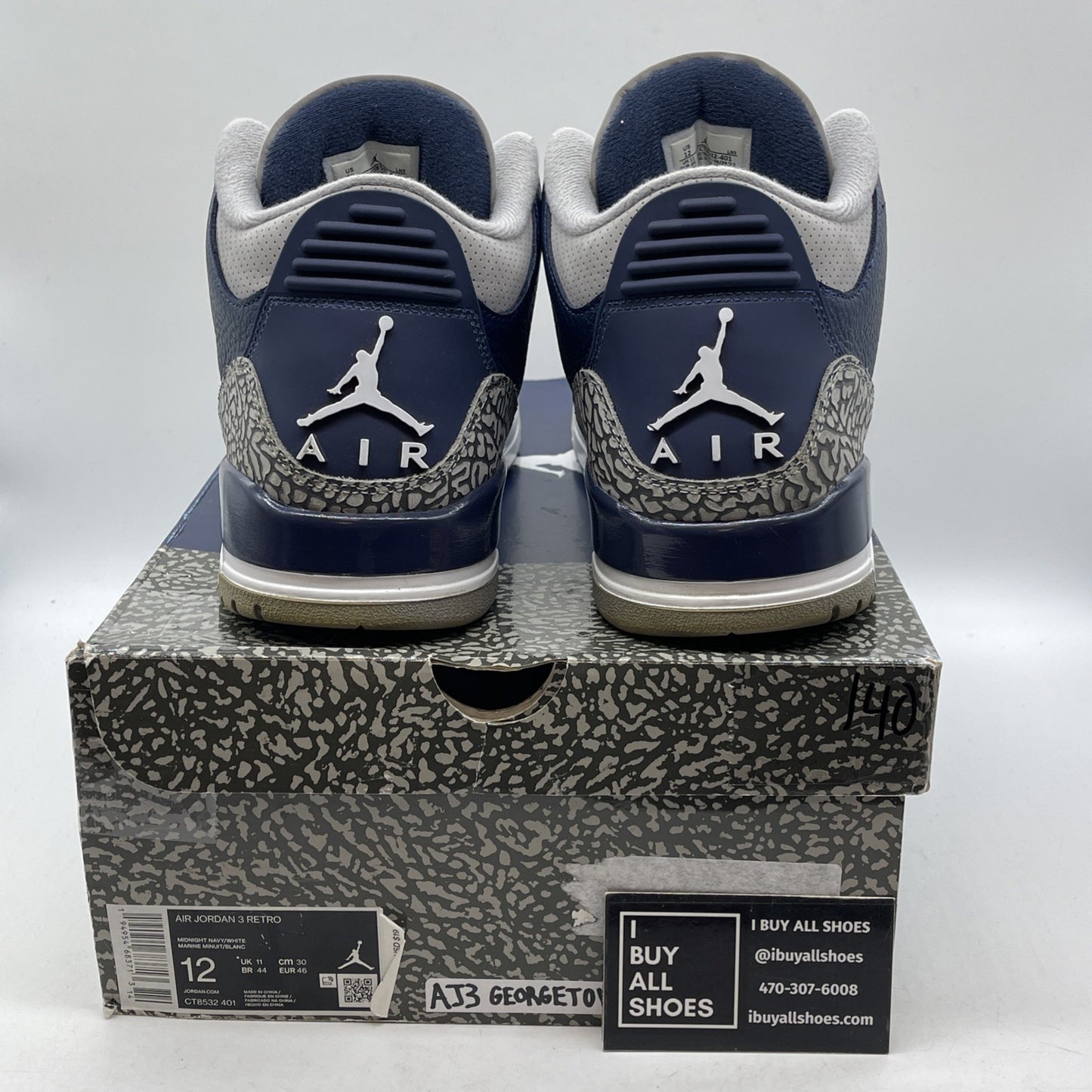 Size 12 - Jordan 3 Retro Blue Obsidian White Leather (CT8532-401)