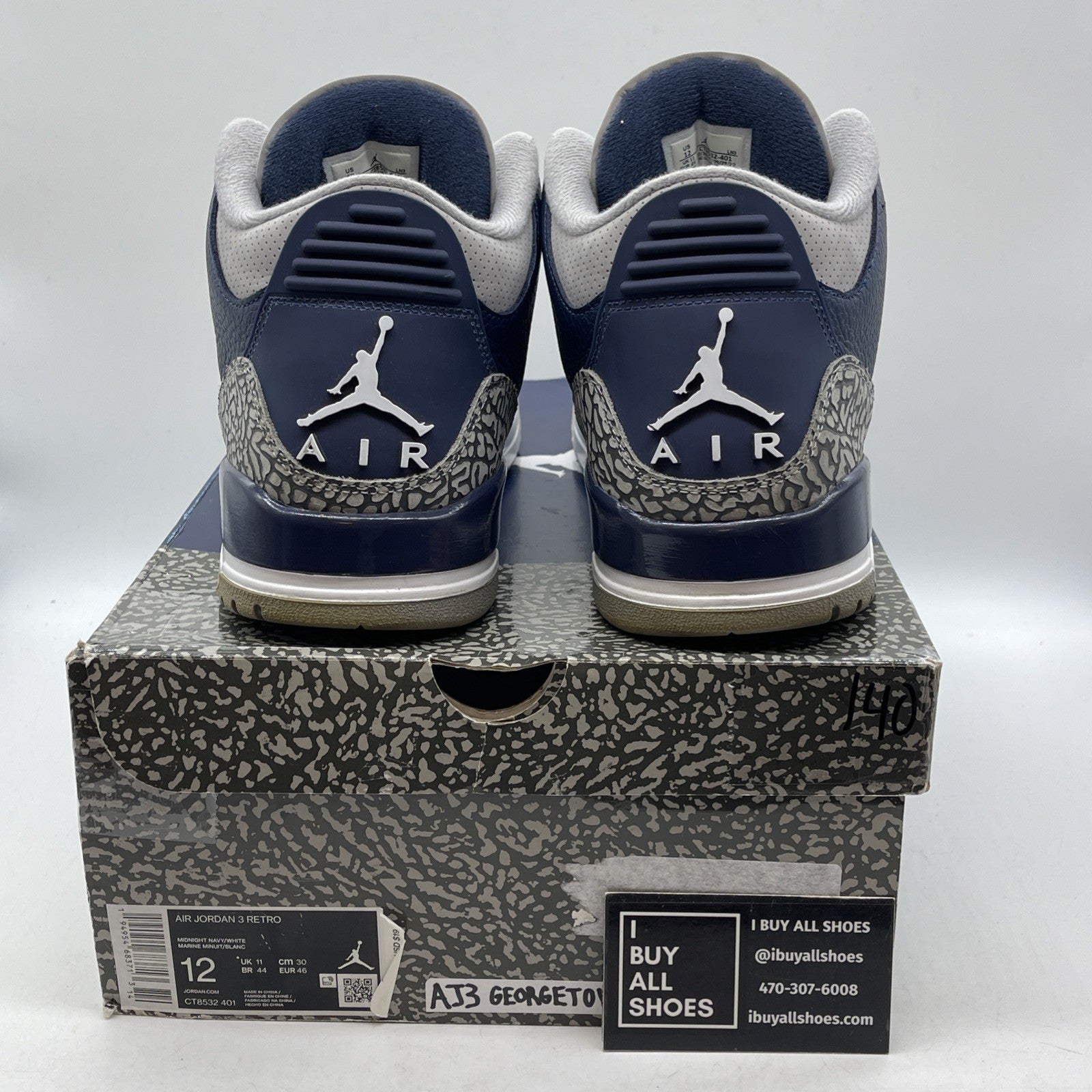 Size 12 - Jordan 3 Retro Blue Obsidian White Leather (CT8532-401)