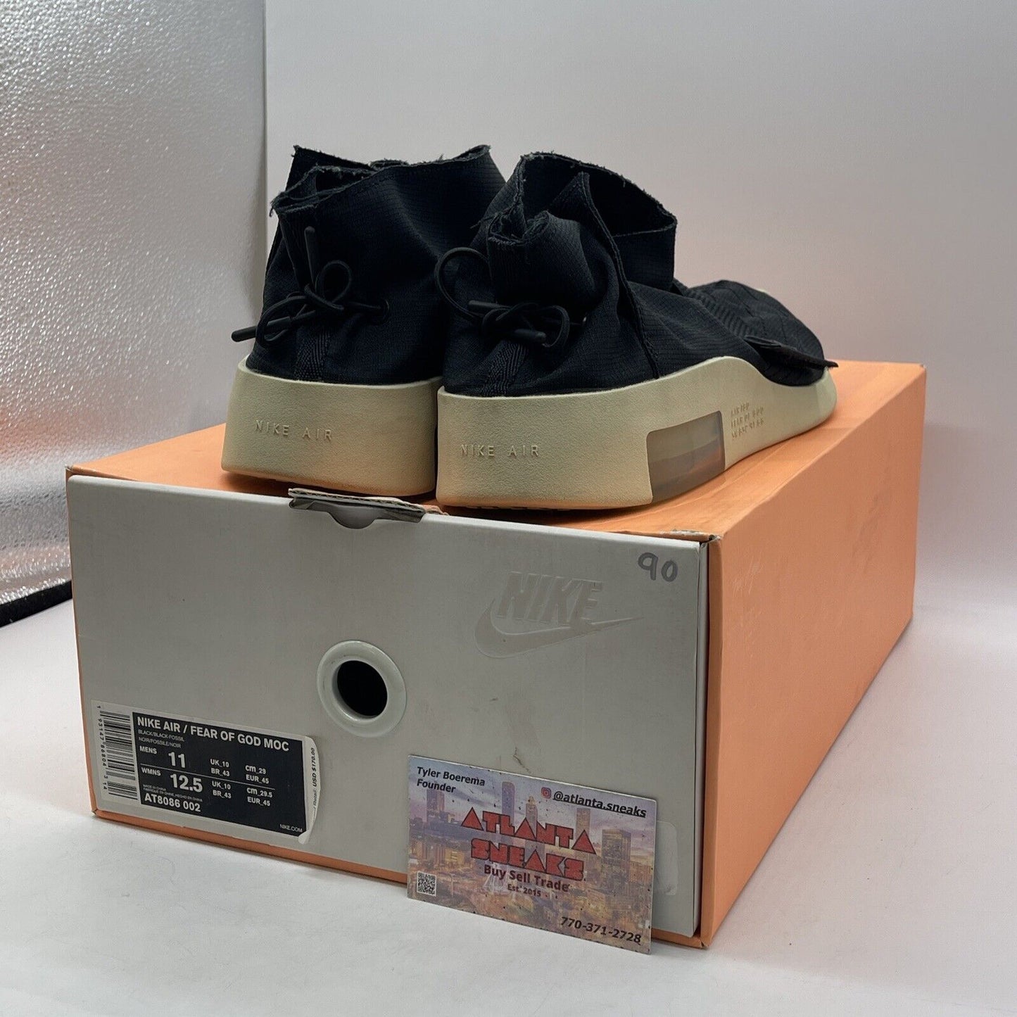 Size 11 - Nike Air Fear Of God Moc Black Suede Brown Leather (AT8086-002)