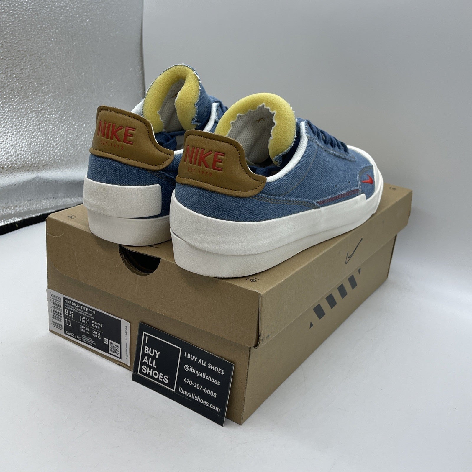 Size 9.5 - Nike Drop Type Premium Denim Suede (CW6213-461)