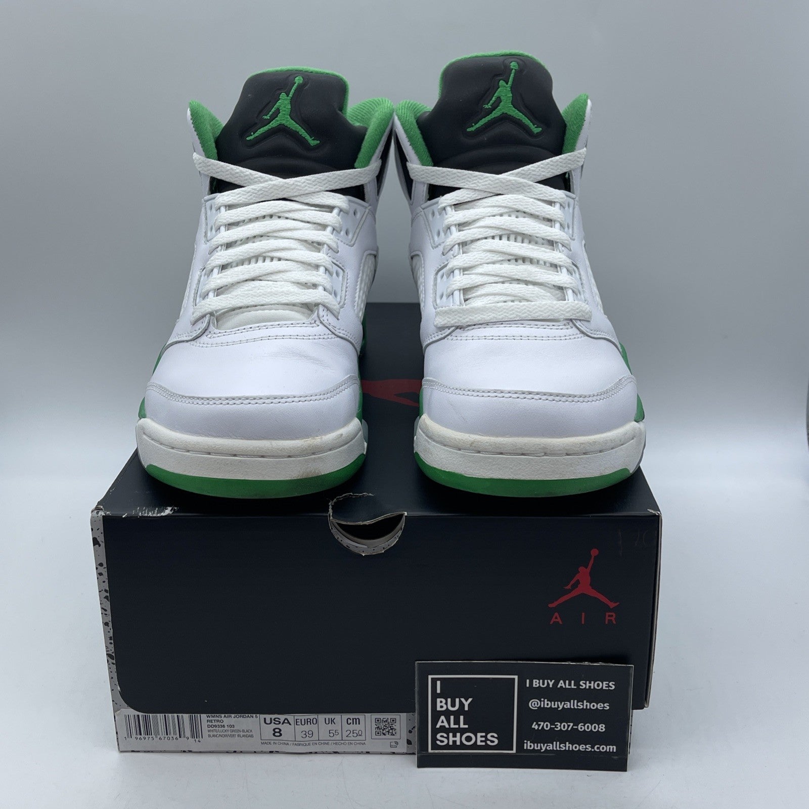 Size 8W - Air Jordan 5 Retro Lucky Green Black White Leather (DD9336-103)