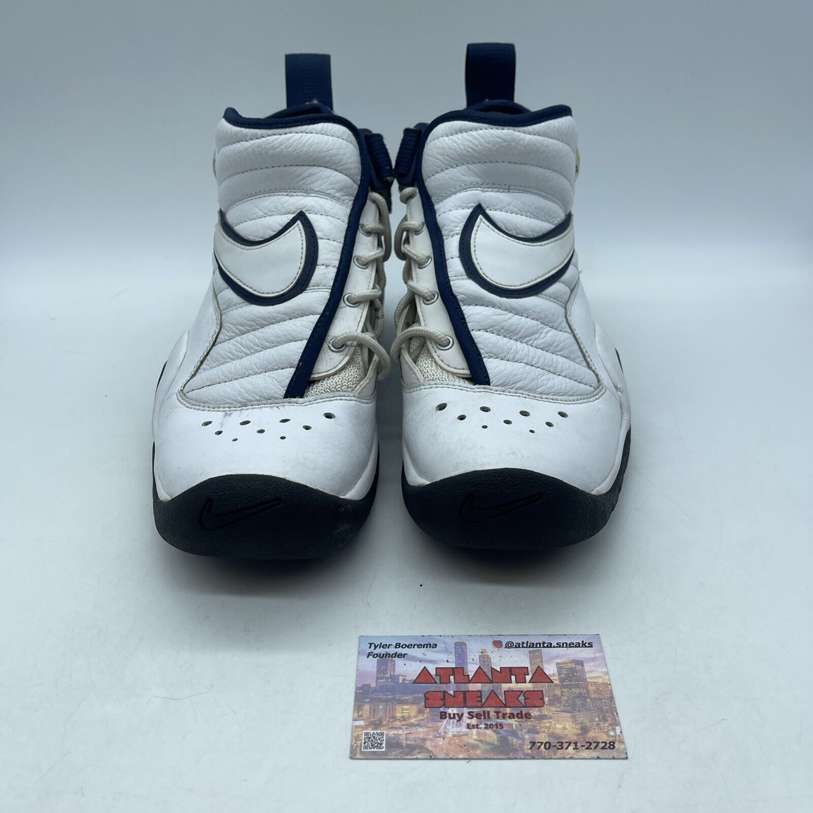 Size 8 - Nike Air Shake Ndestrukt White Navy Black Leather (880869-102)