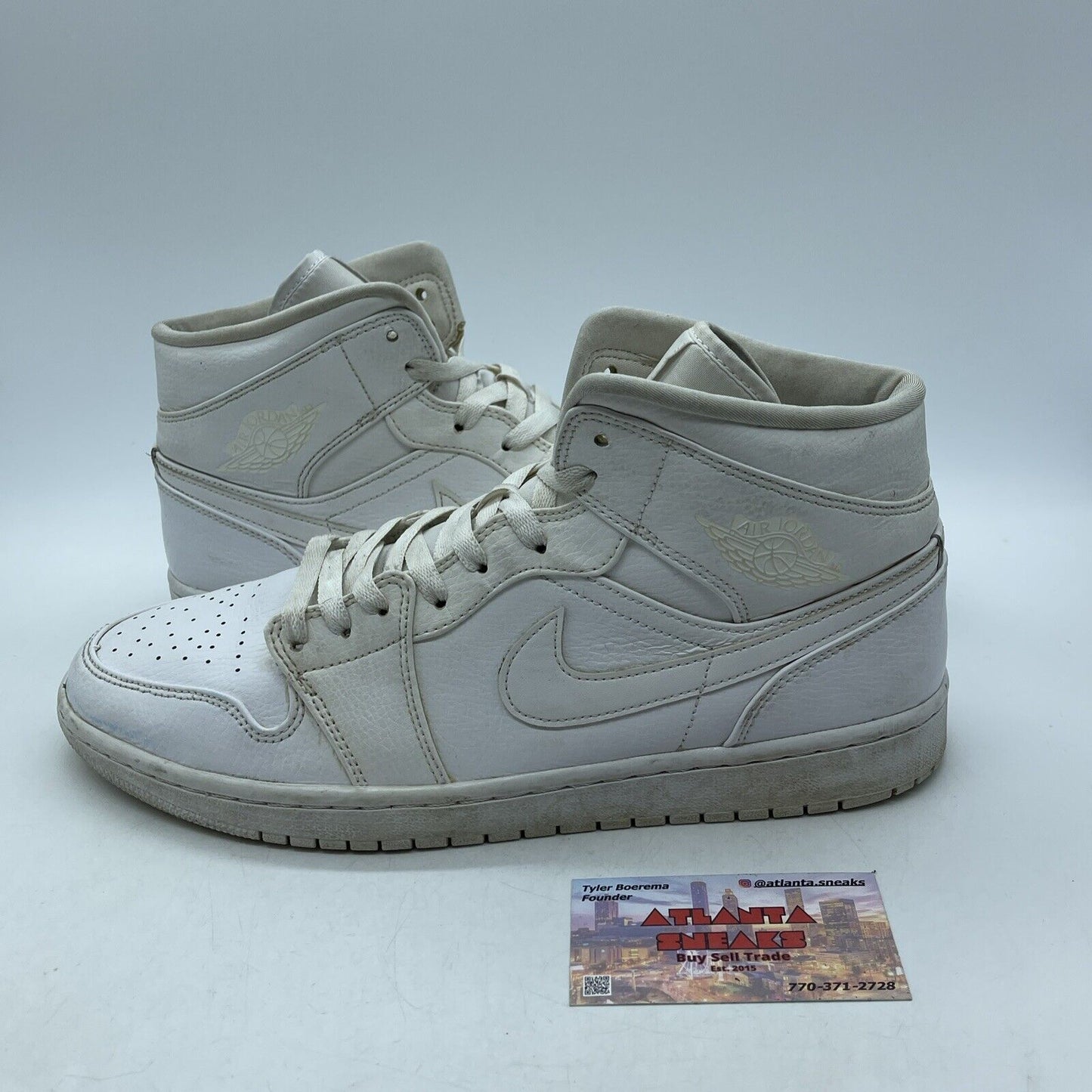 Size 11 - Air Jordan 1 2019 Mid Triple White Leather (554724-129)