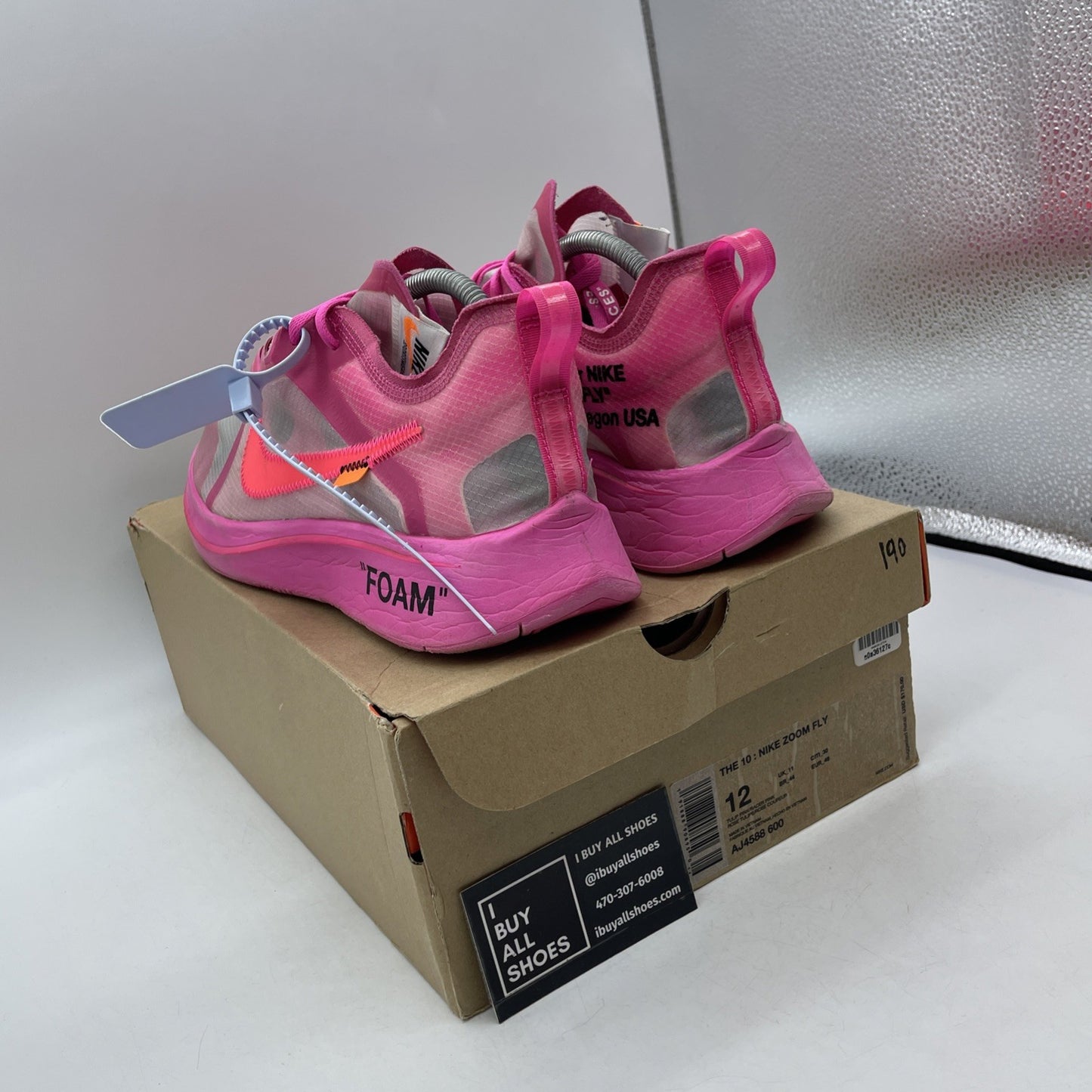 Size 12 - Nike Off-White x Zoom Fly SP Tulip Pink Leather (AJ4588-600)