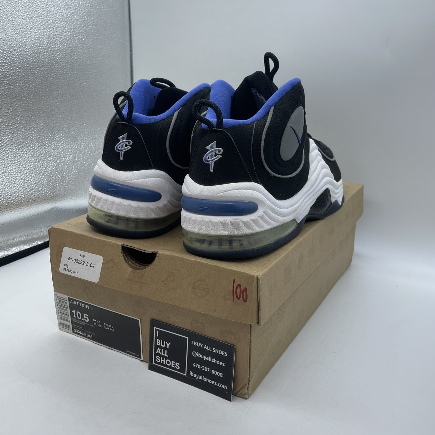 Size 10.5 - Nike Air Penny 2 Black Royal Blue White Suede (333886-041)