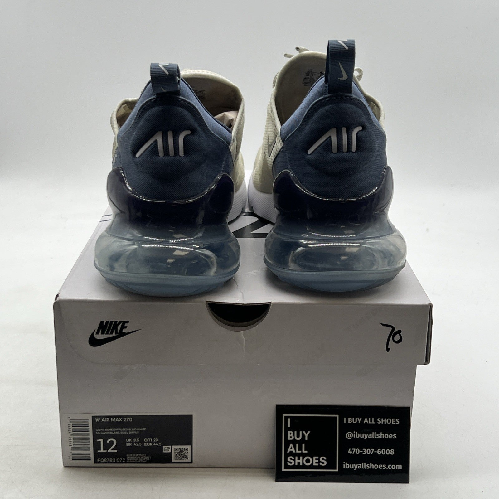 Size 12 - Nike Air Max 270 Light Bone Diffused Blue W (FQ8783-072)