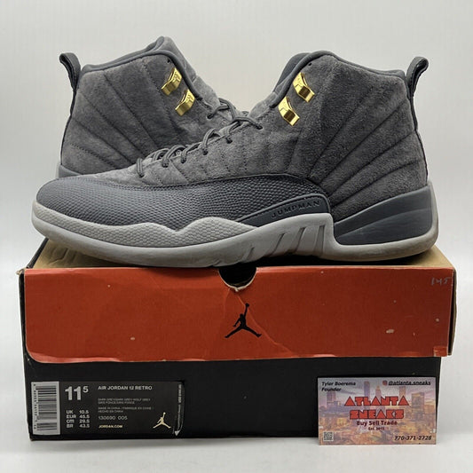 Size 11.5 - Air Jordan 12 Retro Dark Grey Leather Suede (130690-005)