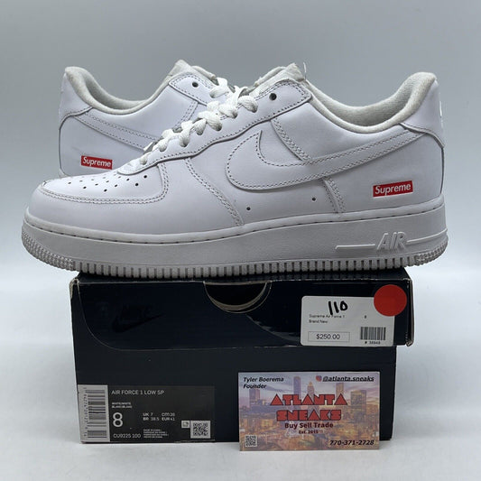 Size 8 - Nike Air Force 1 x Supreme Low Box Logo - White Red (CU9225-100)