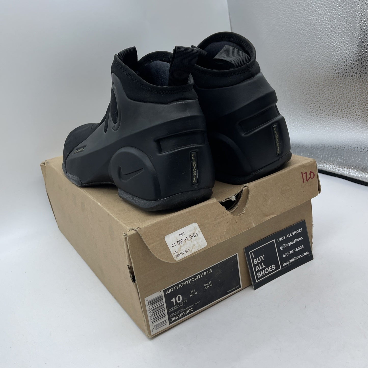 Size 10 - Nike Air Flightposite 2 LE 2009 KG Black Suede Leather (386160-002)